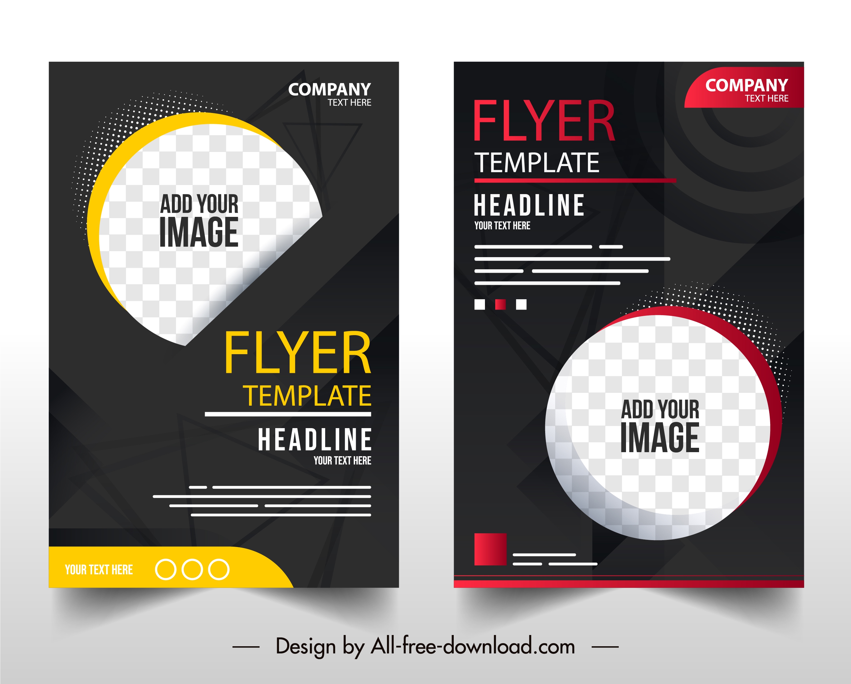 business flyer template elegant dark checkered circle decor