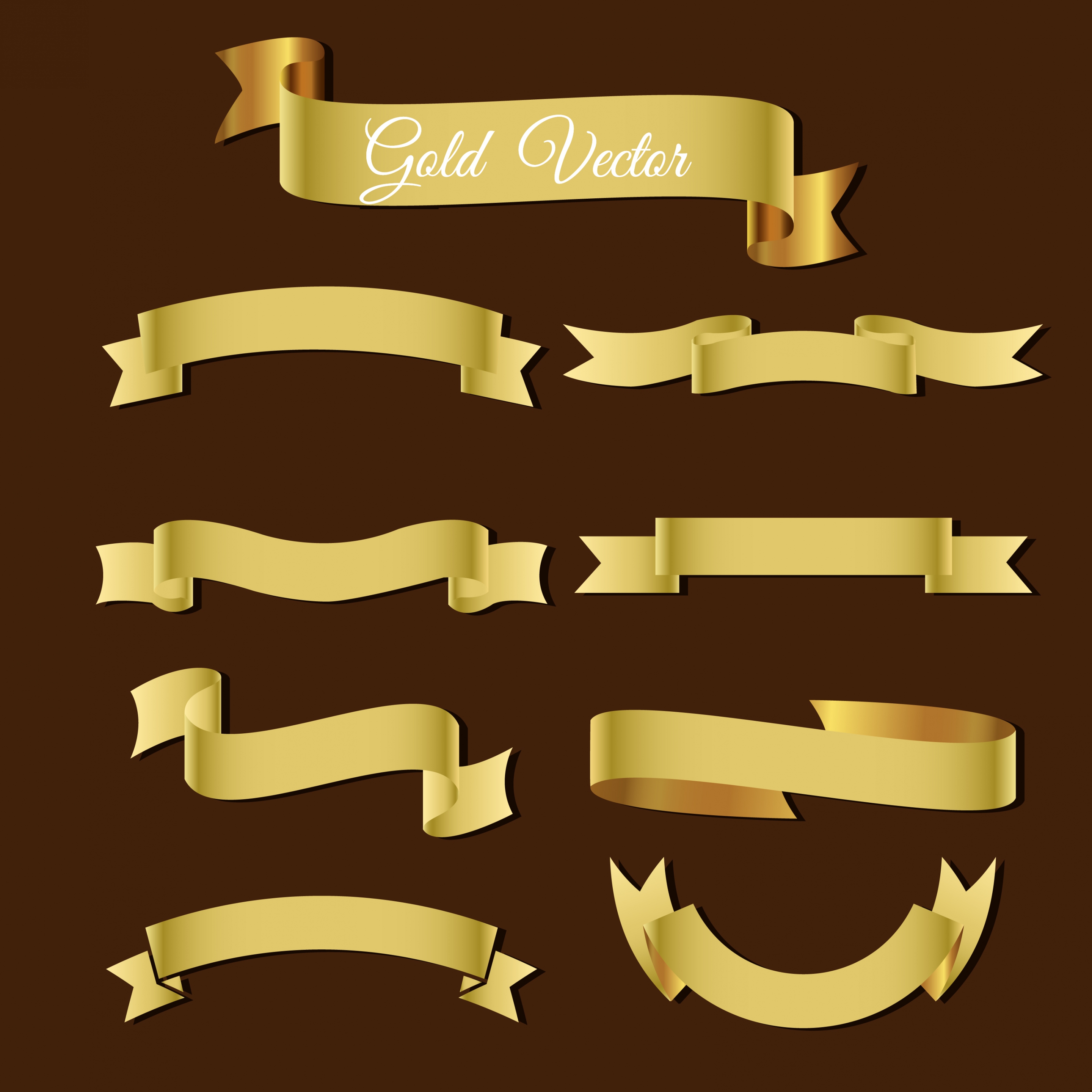 ribbons template collection 3d shiny golden design