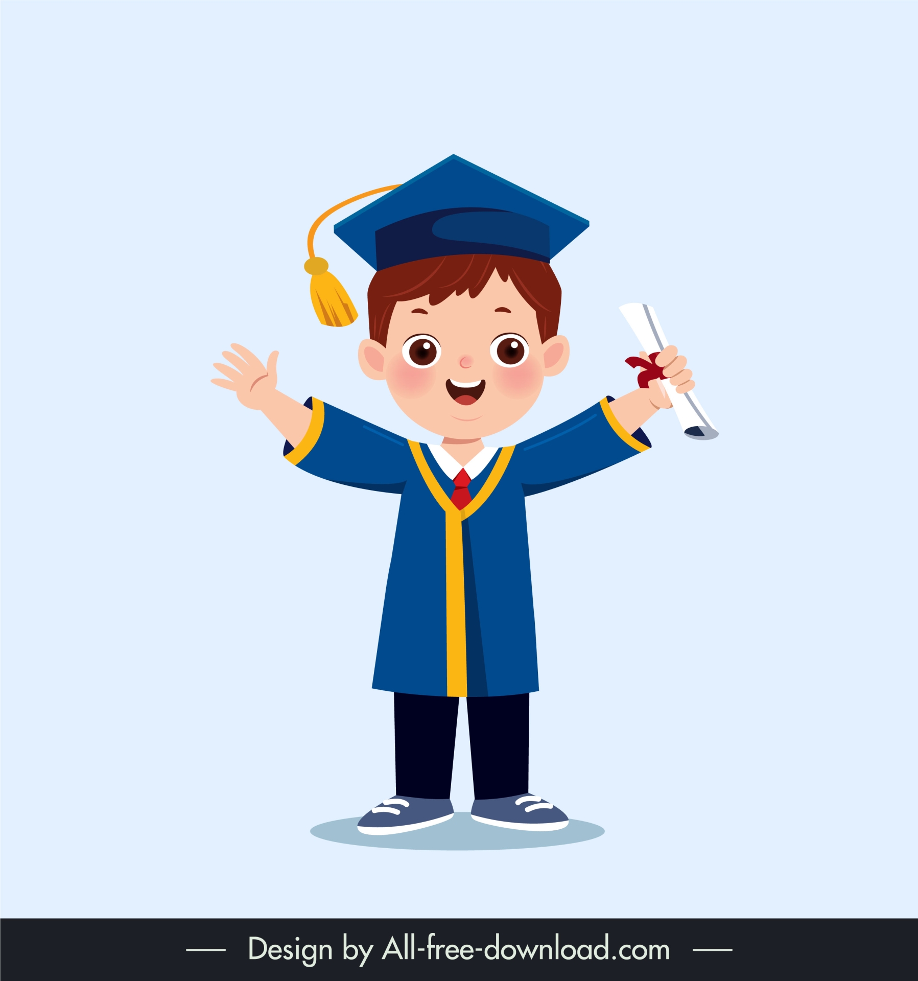  graduation design elements cute dynamic little cartoon boy