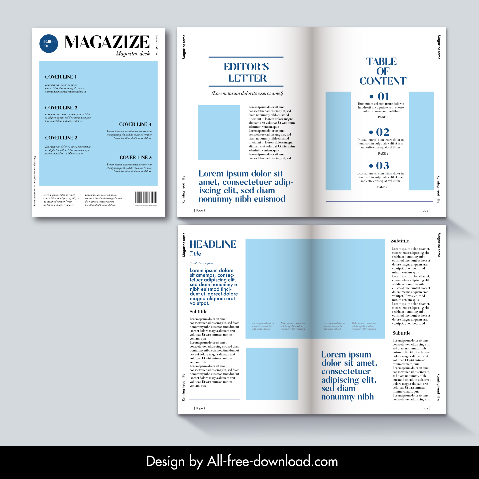 magazine layout template modern elegant navigation bar design