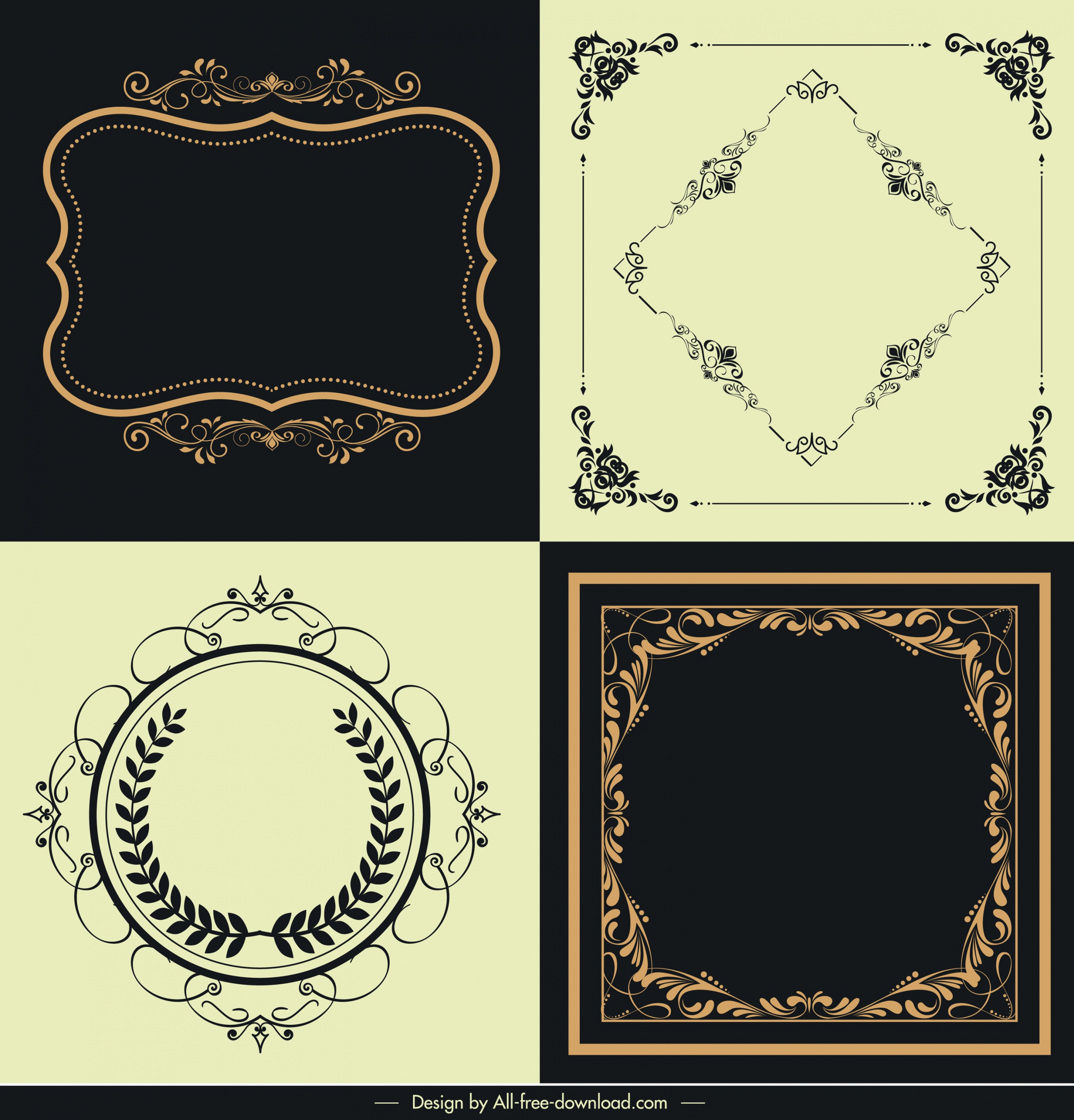 frame templates elegant classical symmetric curves decor