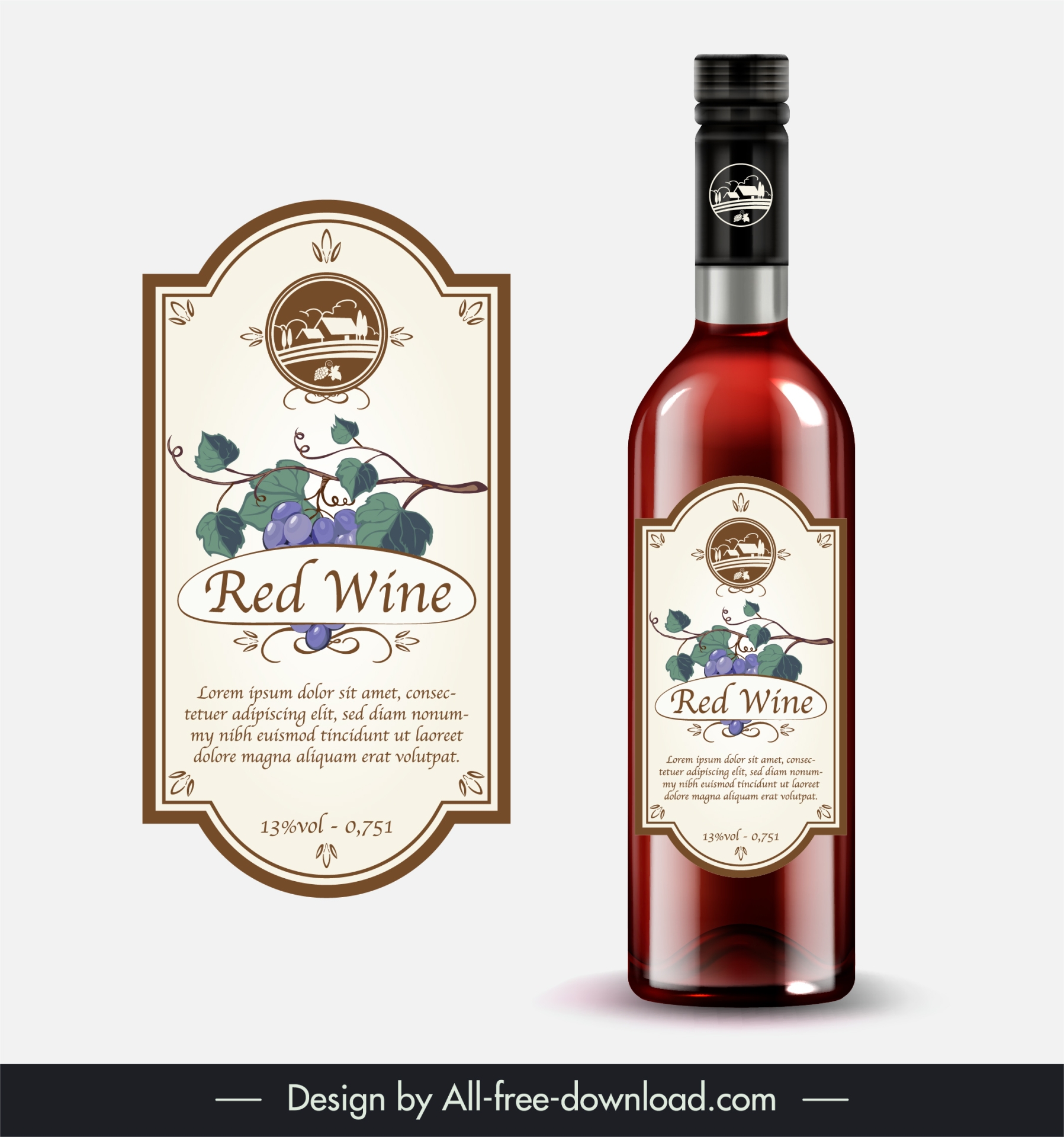 wine bottle packaging template elegant grape decor