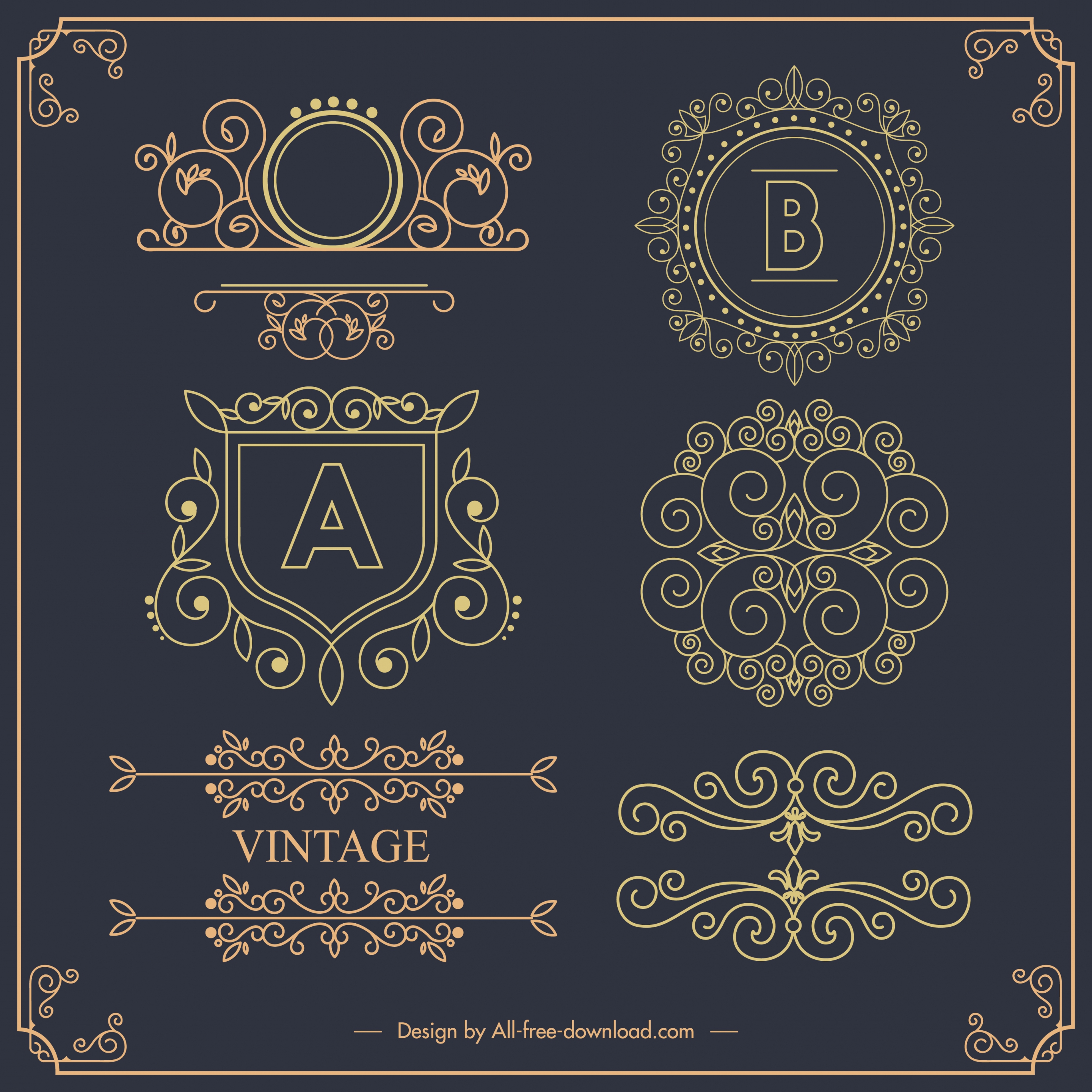 document decorative templates elegant european symmetric seamless design