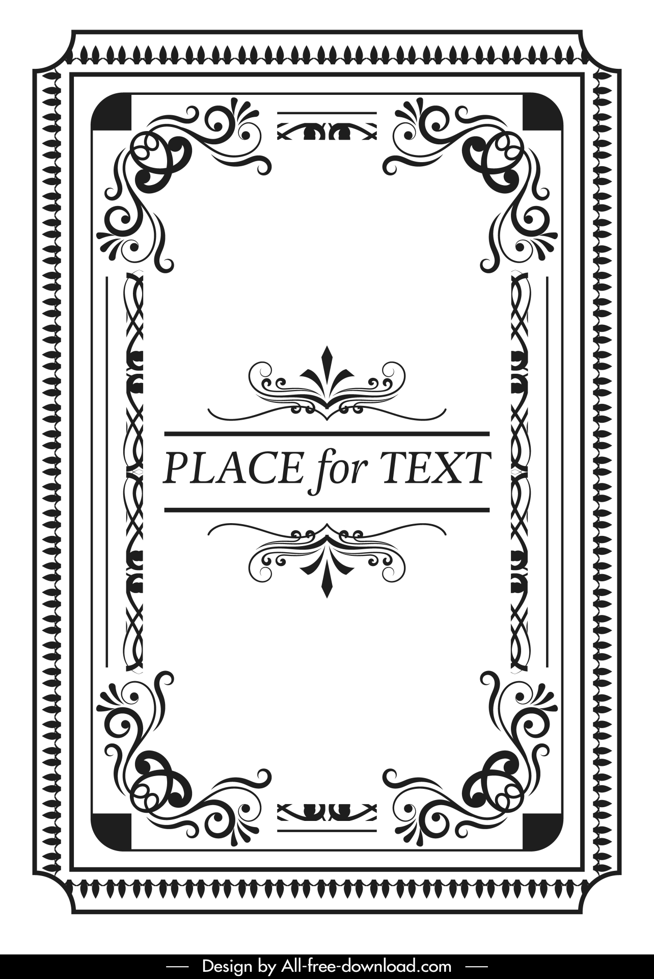 vintage frame template black white elegant symmetry