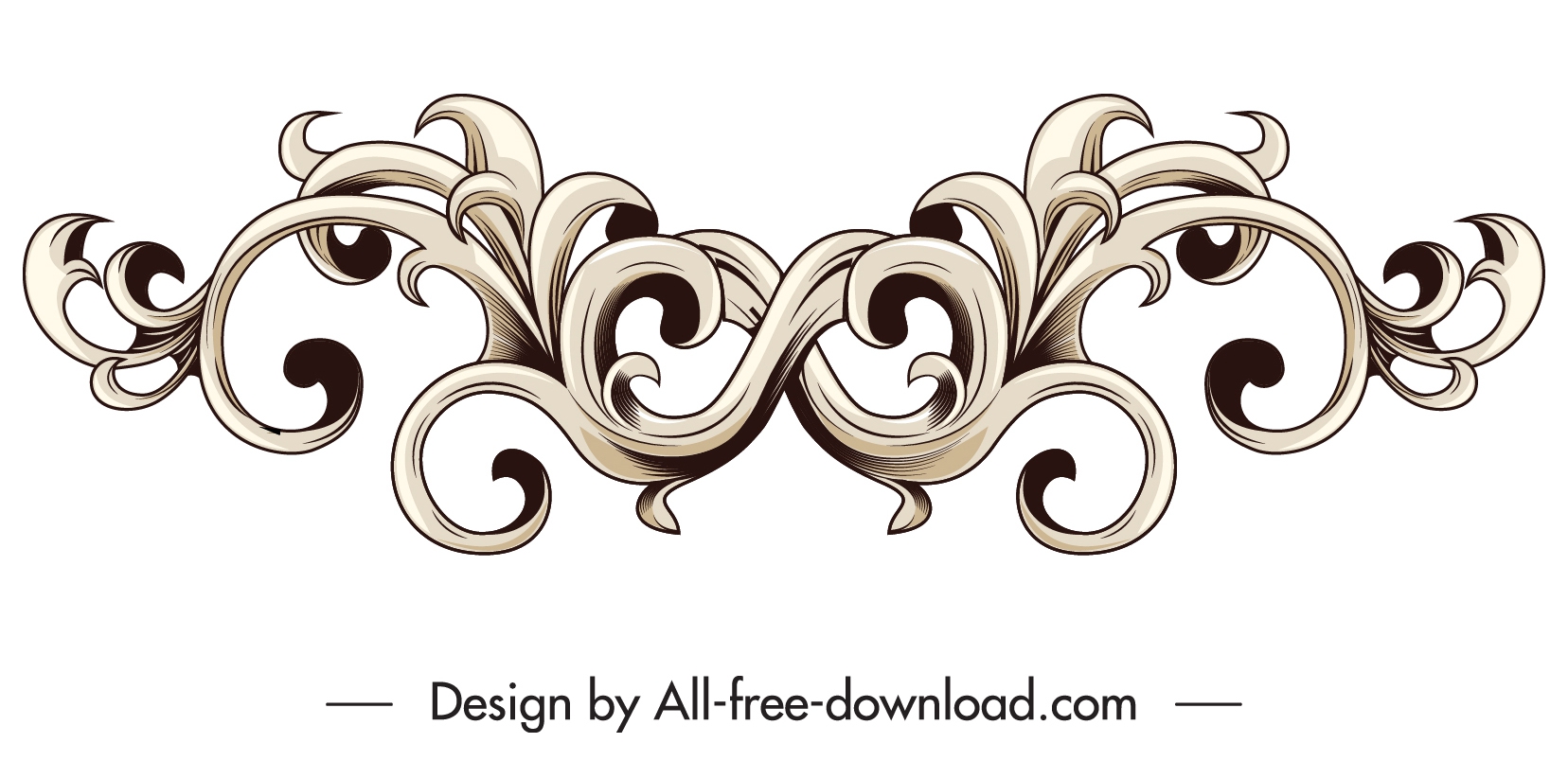 border design element classical symmetrical seamless curves decor