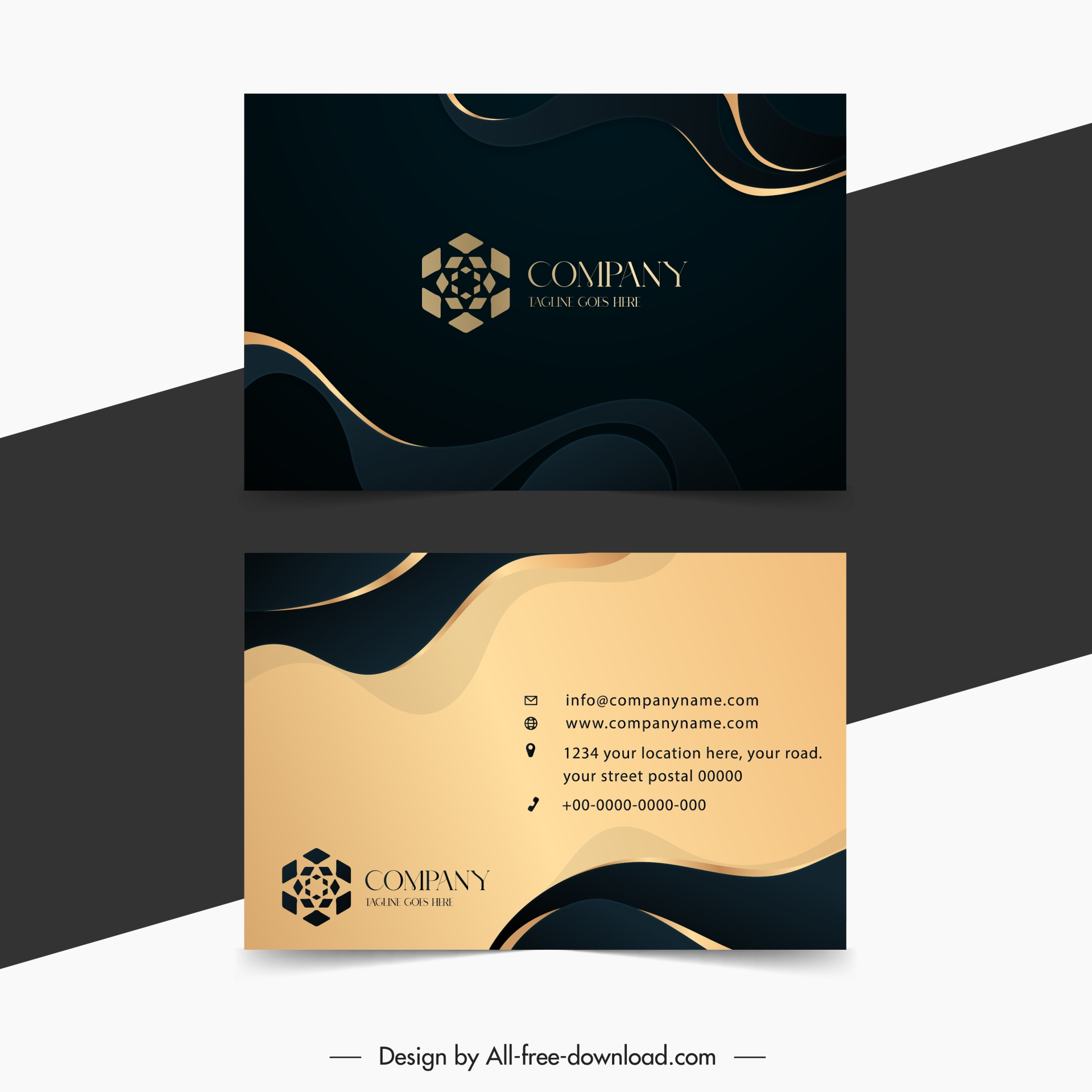 gold shop business card template modern contrast curves