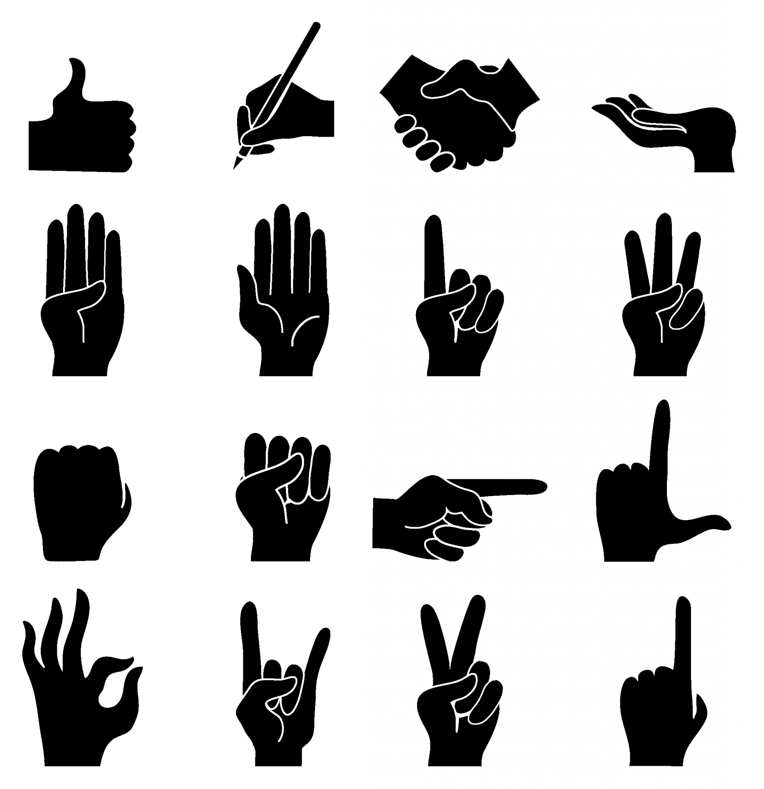 human hands icons collection silhouette design 