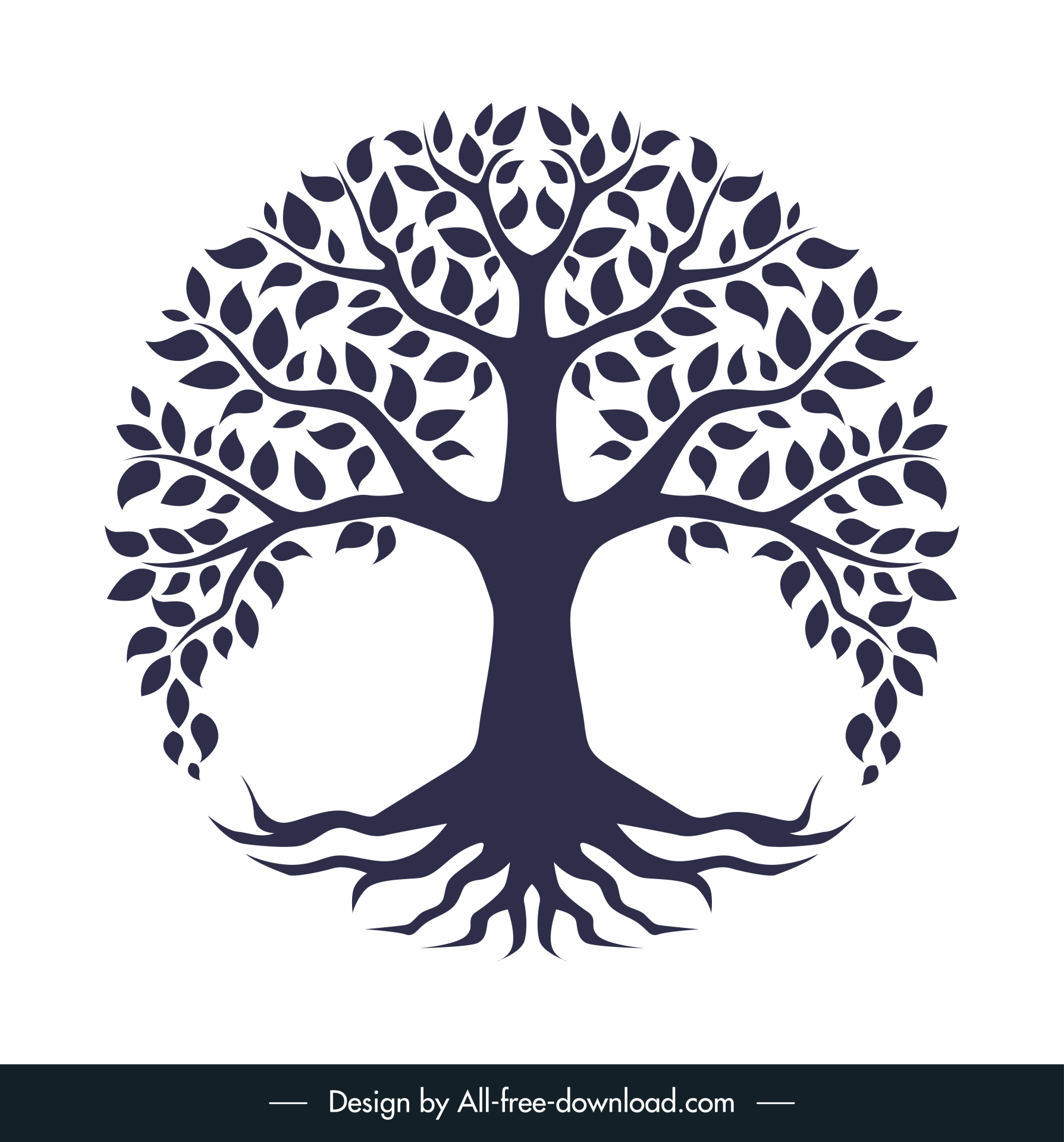 tree of life icon flat symmetric silhouette sketch