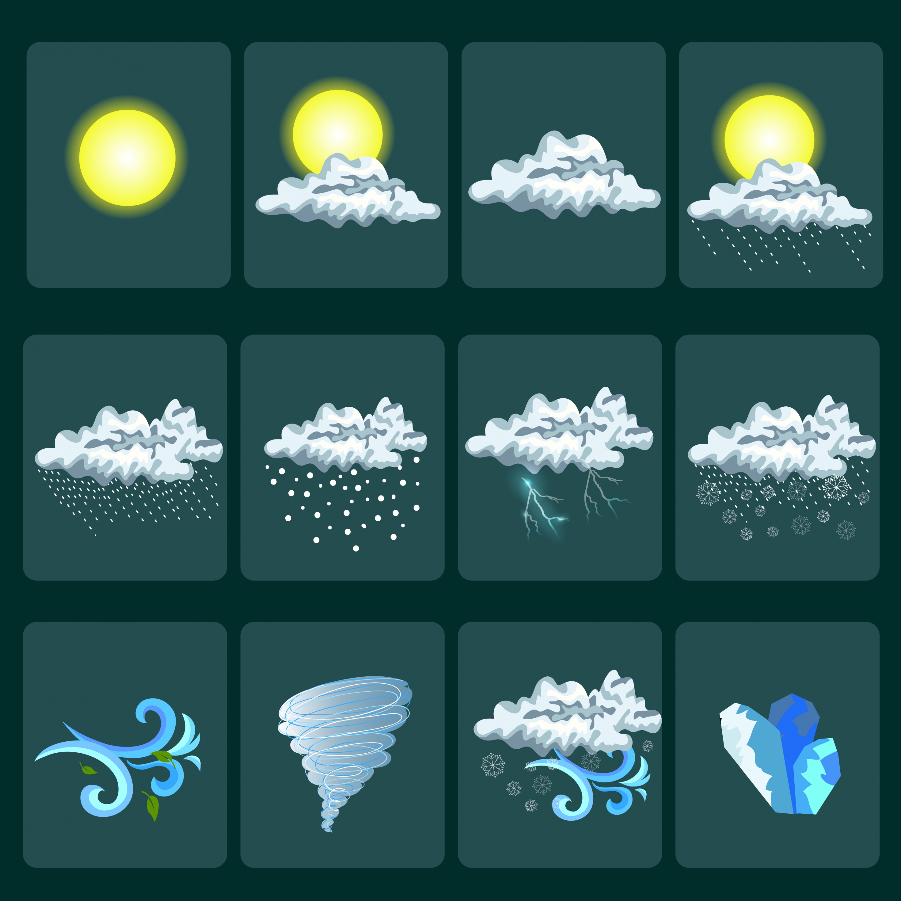 weather design elements shiny colored decor squares isolation