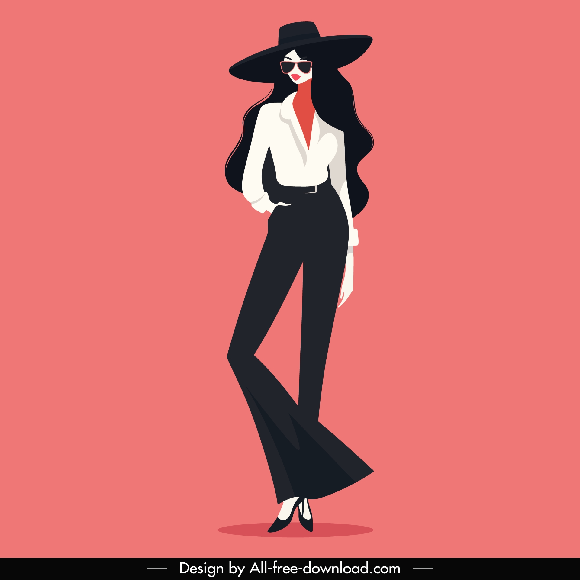 fashion model design element elegant cartoon character