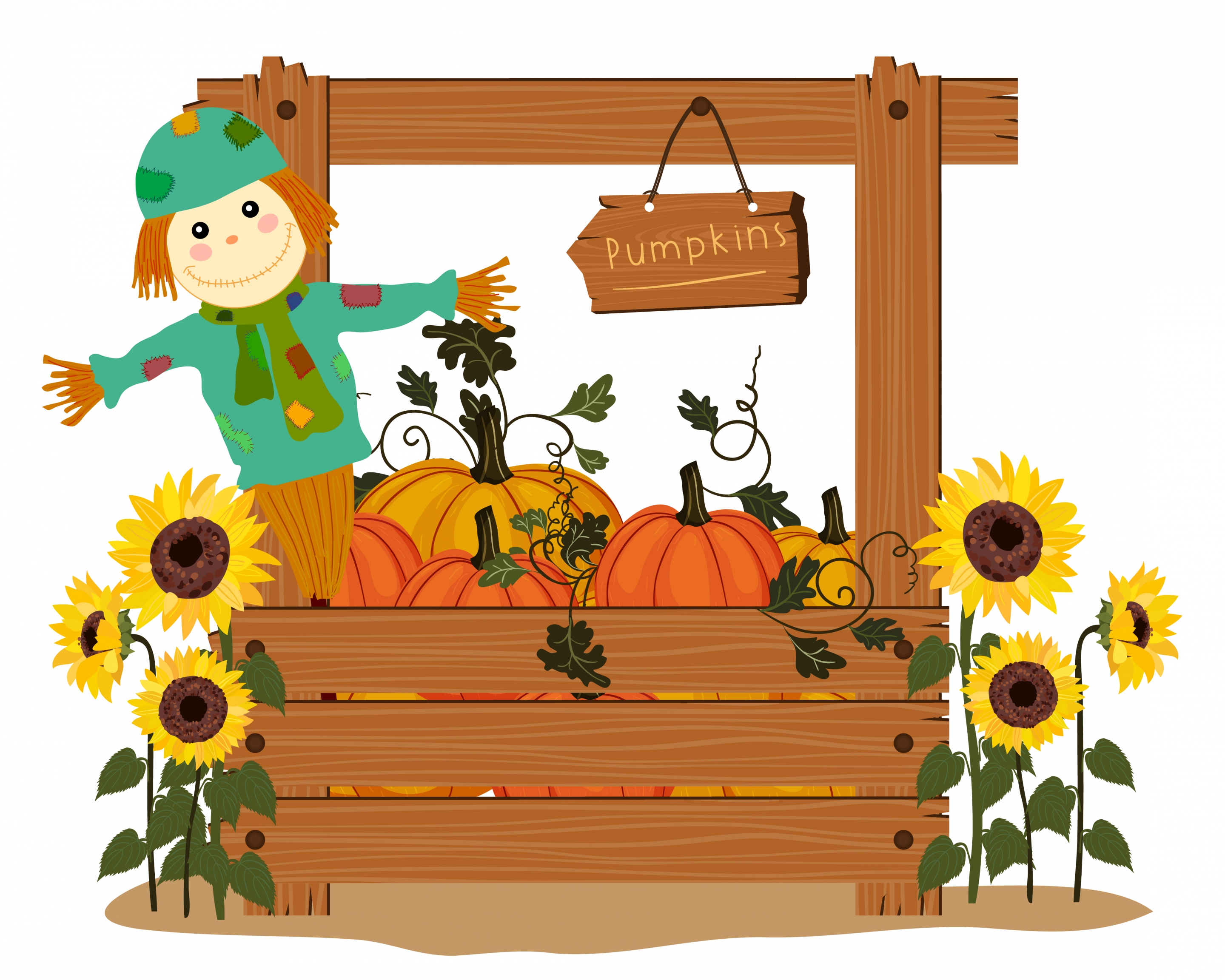 farm products background wood pumpkins sunflowers dummy icons