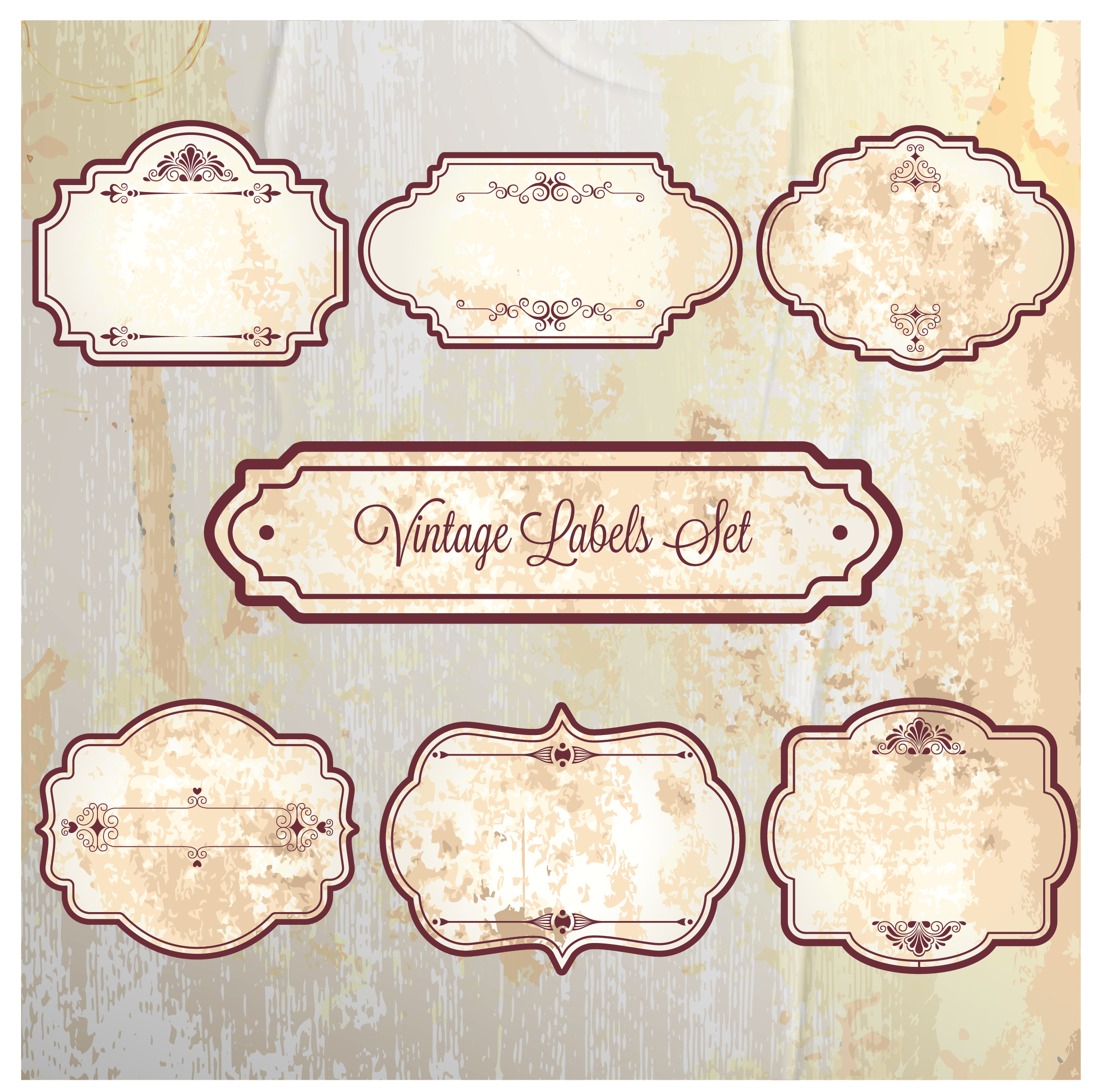 vintage frame labels sets on faded background