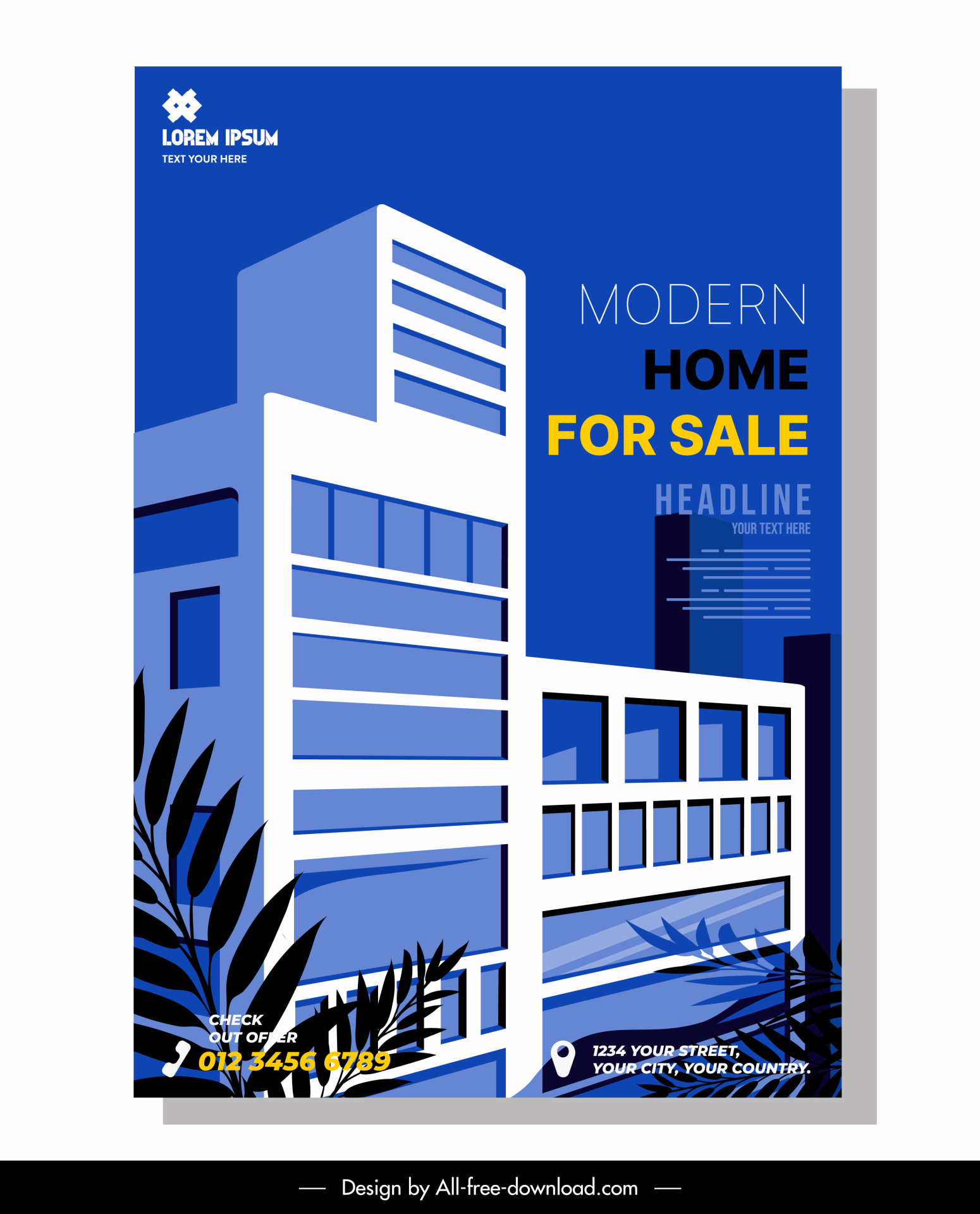  real estate poster template modern architecture decor