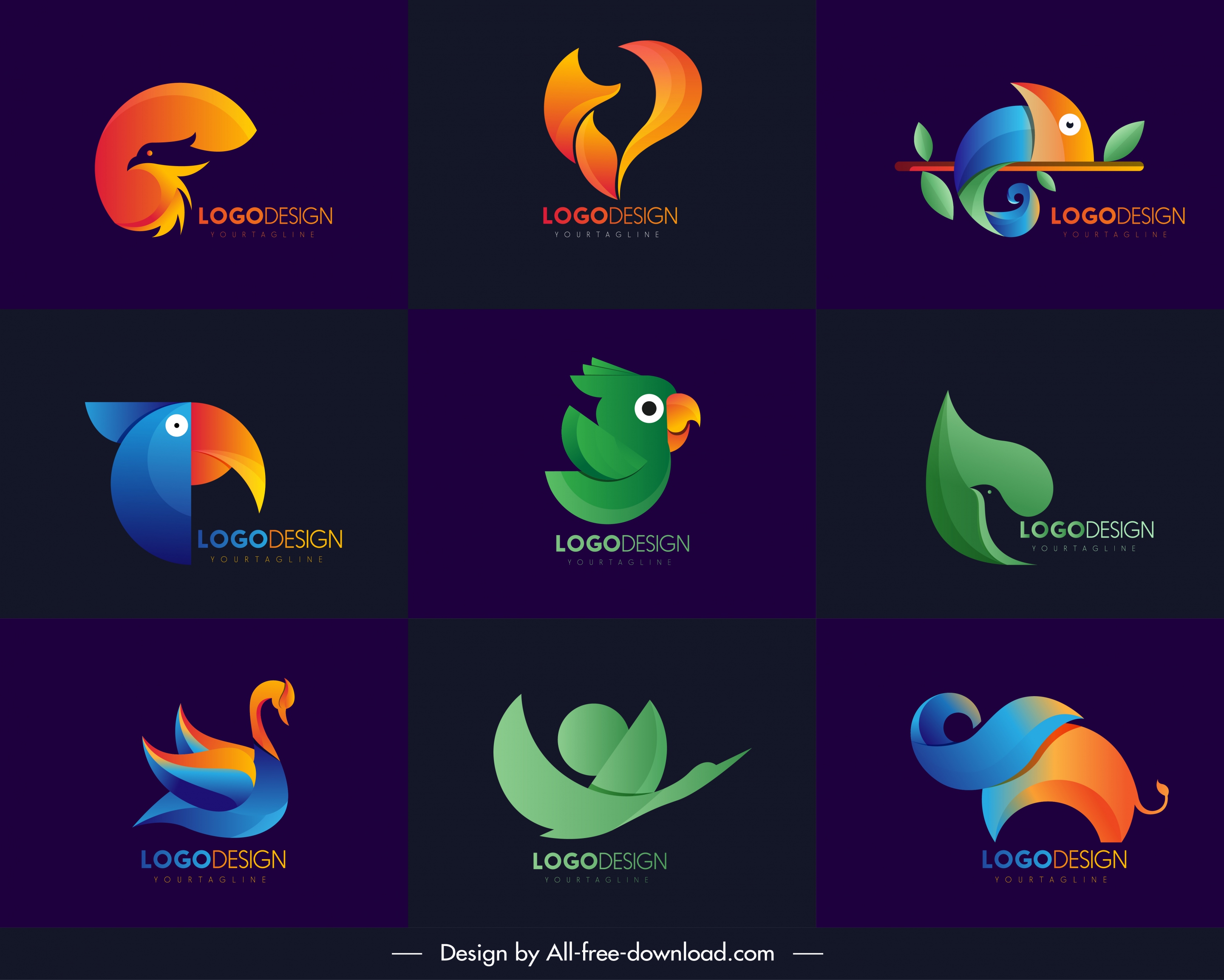 animals logo templates modern colored abstract decor