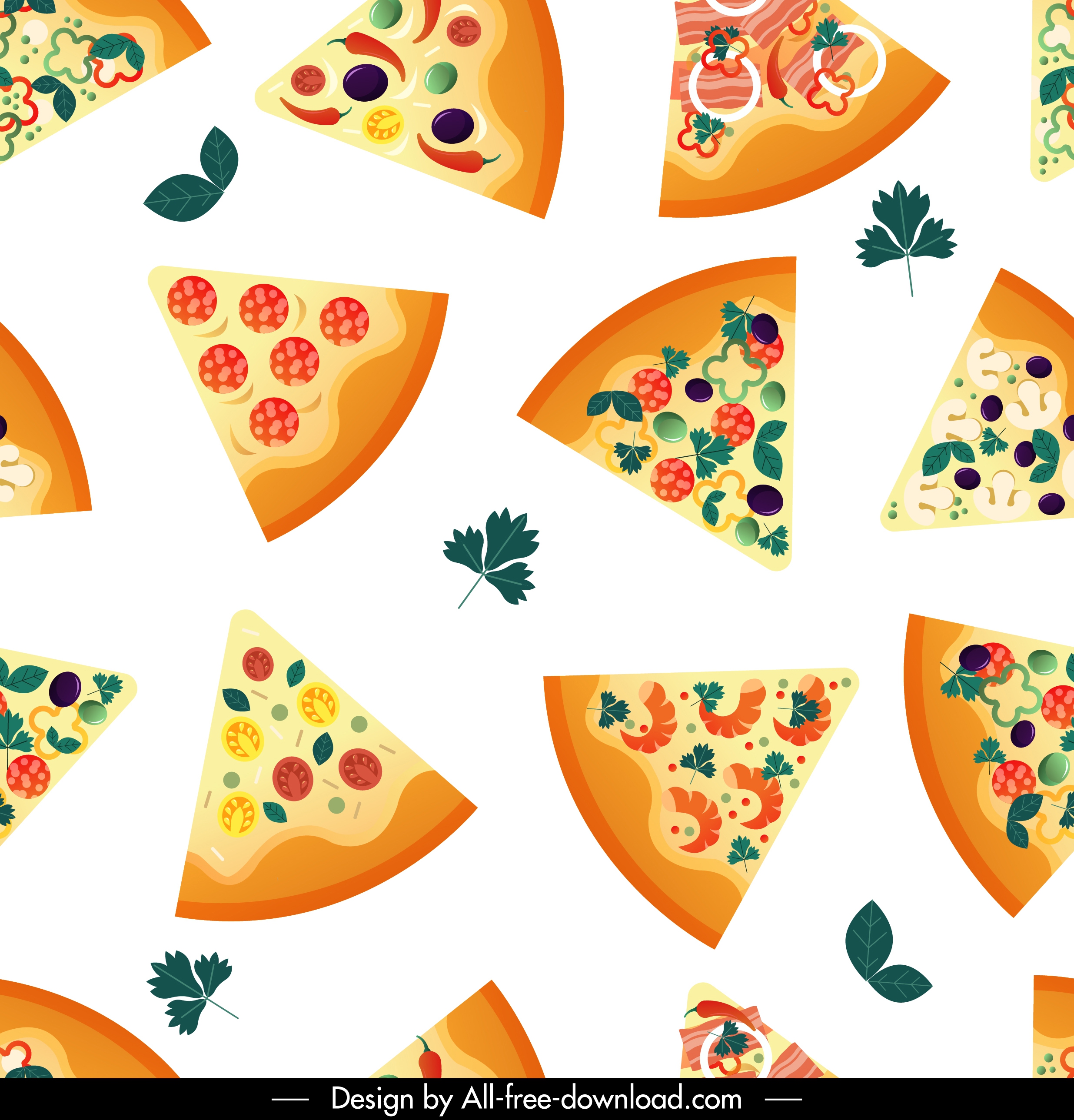 pizza pattern colorful repeating flat decor pieces sketch