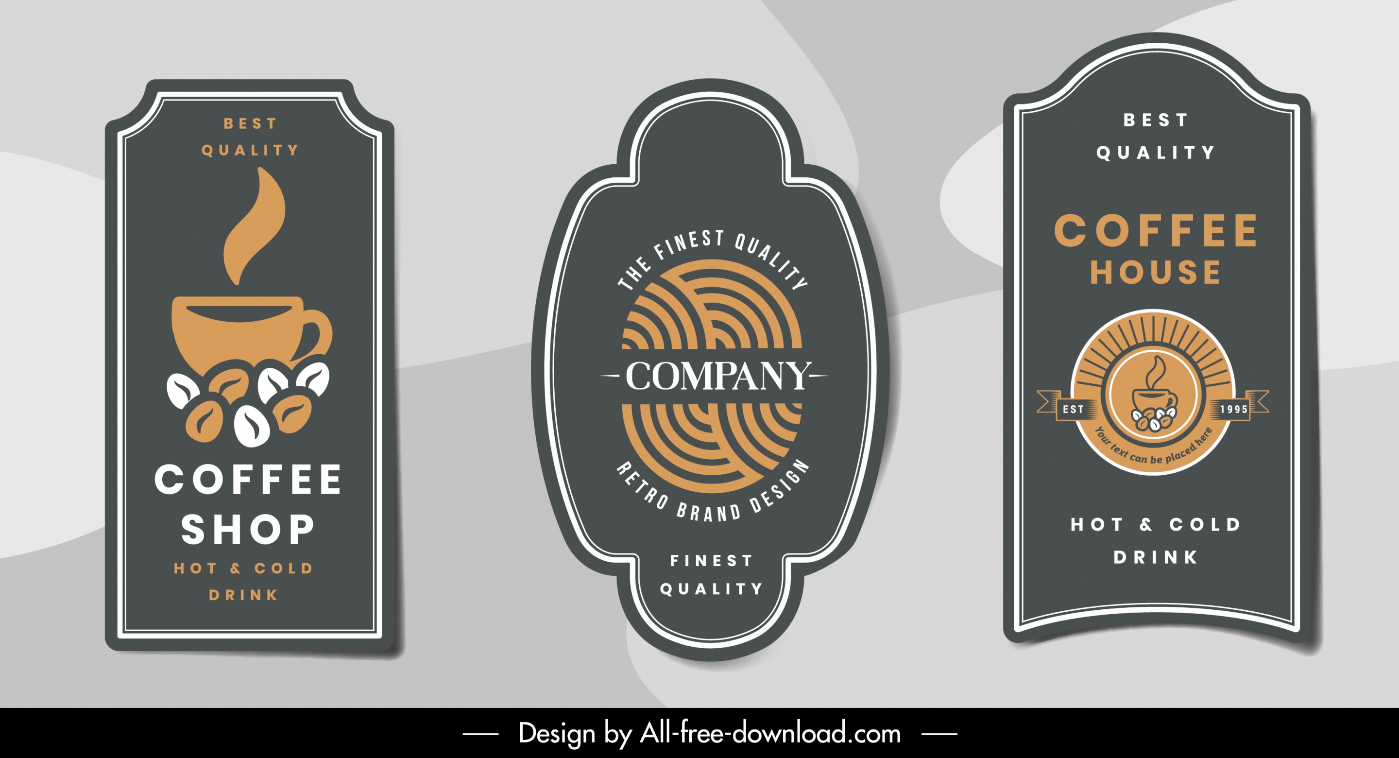 coffee label templates flat dark classical design