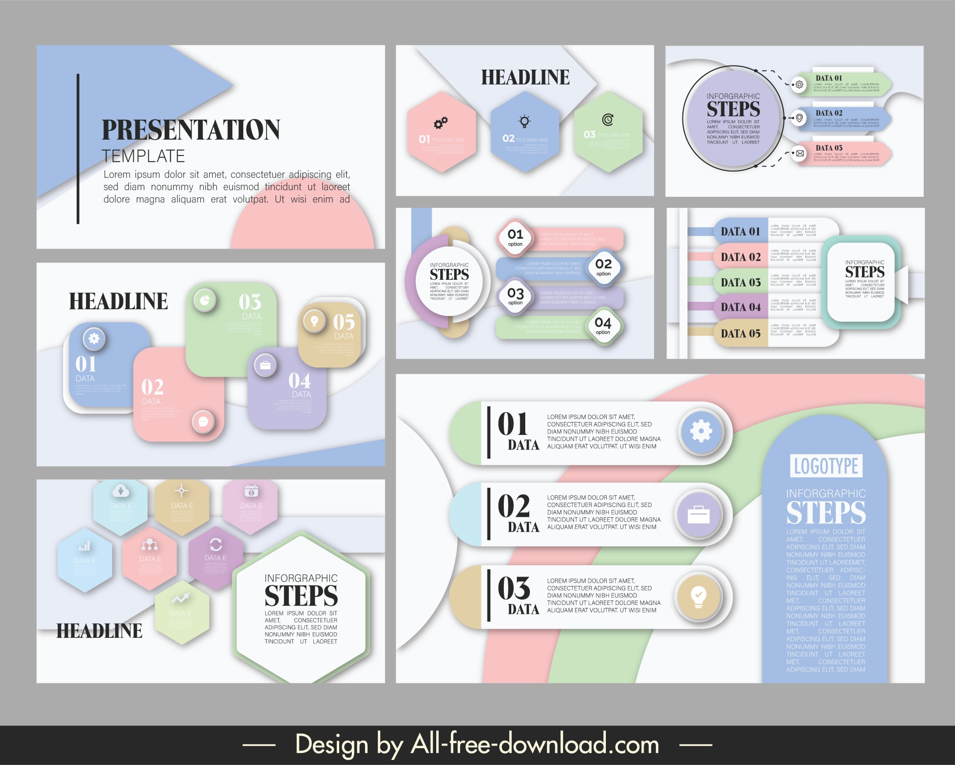 powerpoint infographics templates modern flat geometry