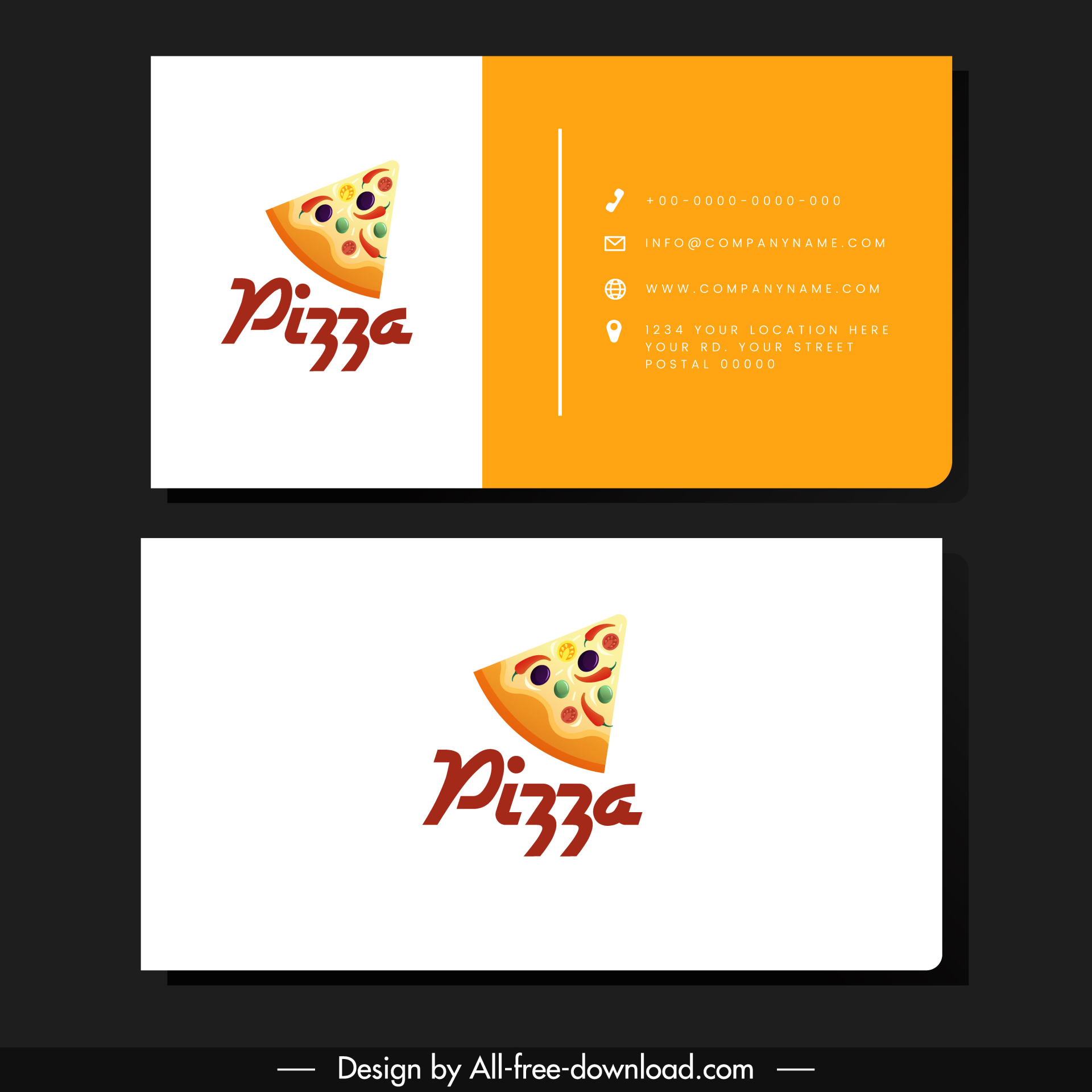 pizza restaurant business card template food piece 