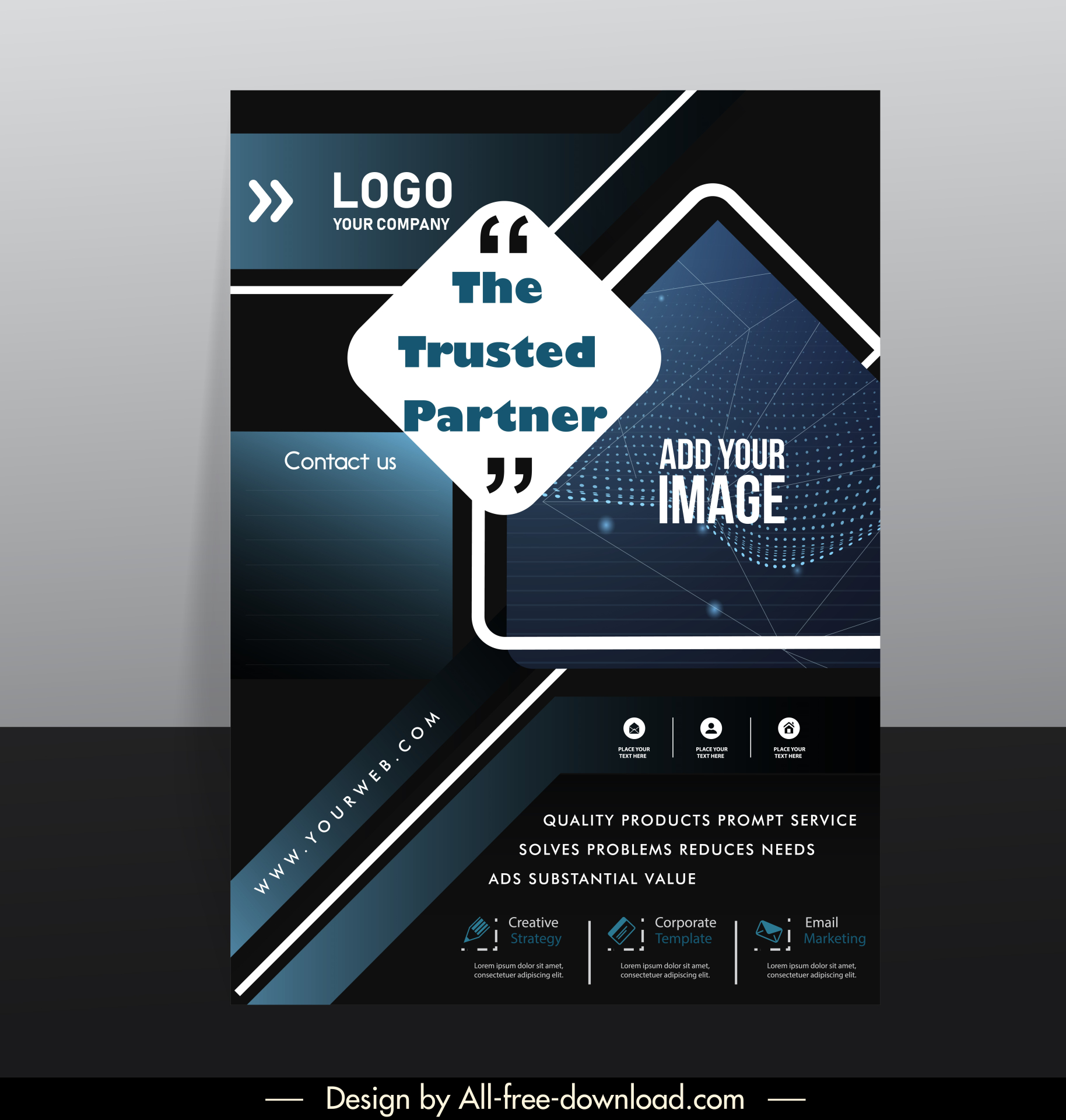 e flyer template elegant modern dark geometric design