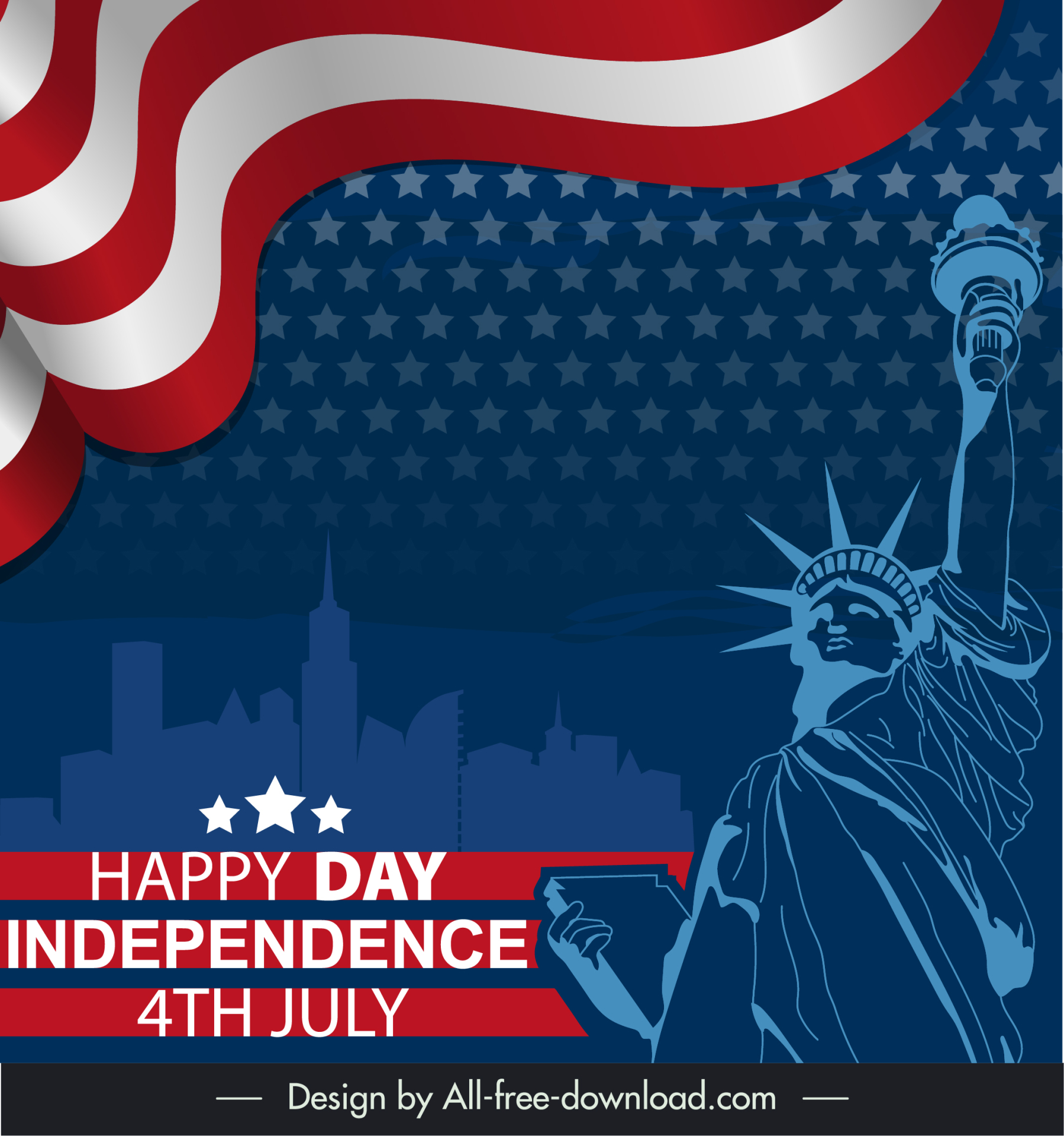 us independence day holiday banner silhouette statue dynamic flat decor