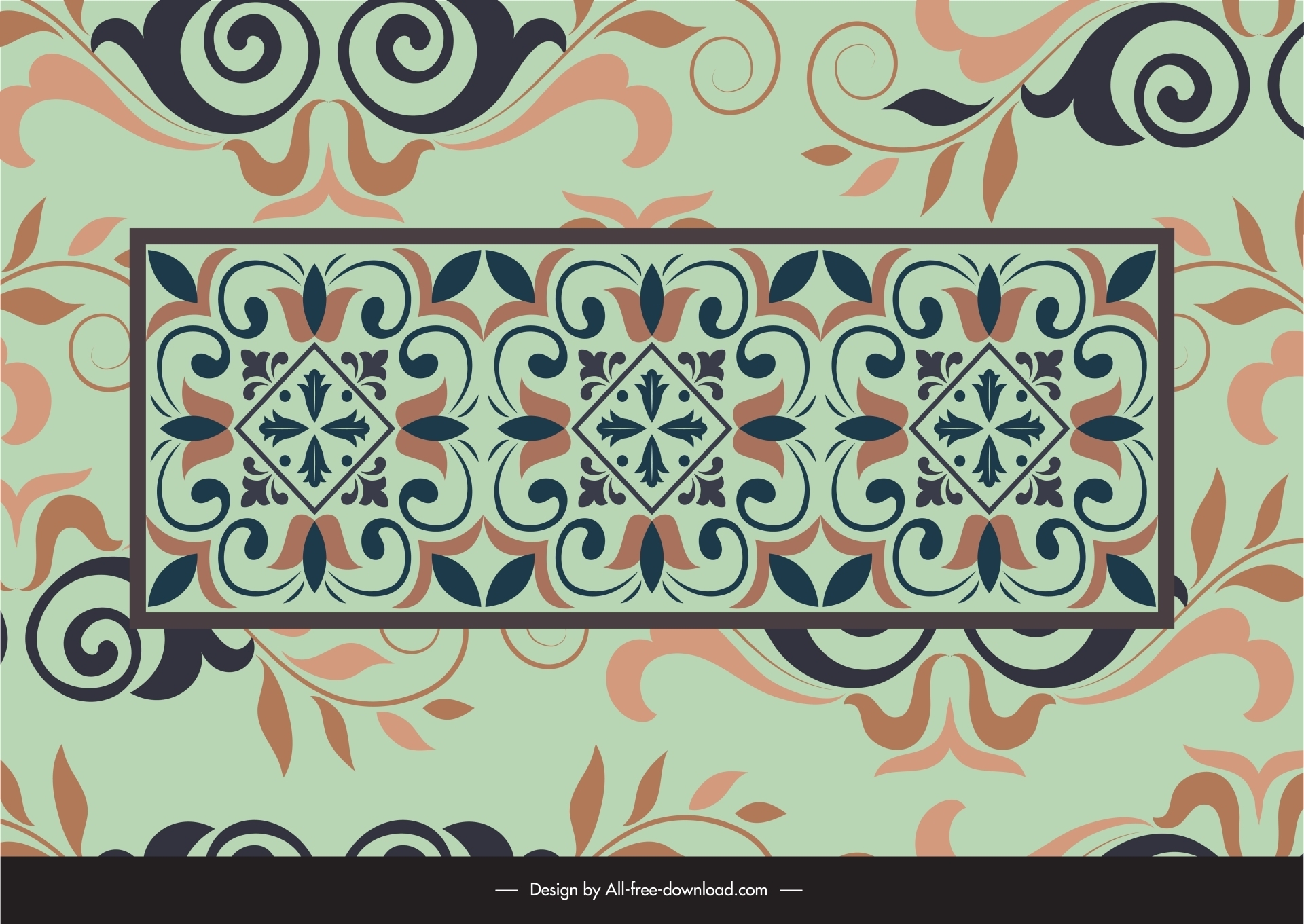 arabic floral seamless border template elegant curved leaves