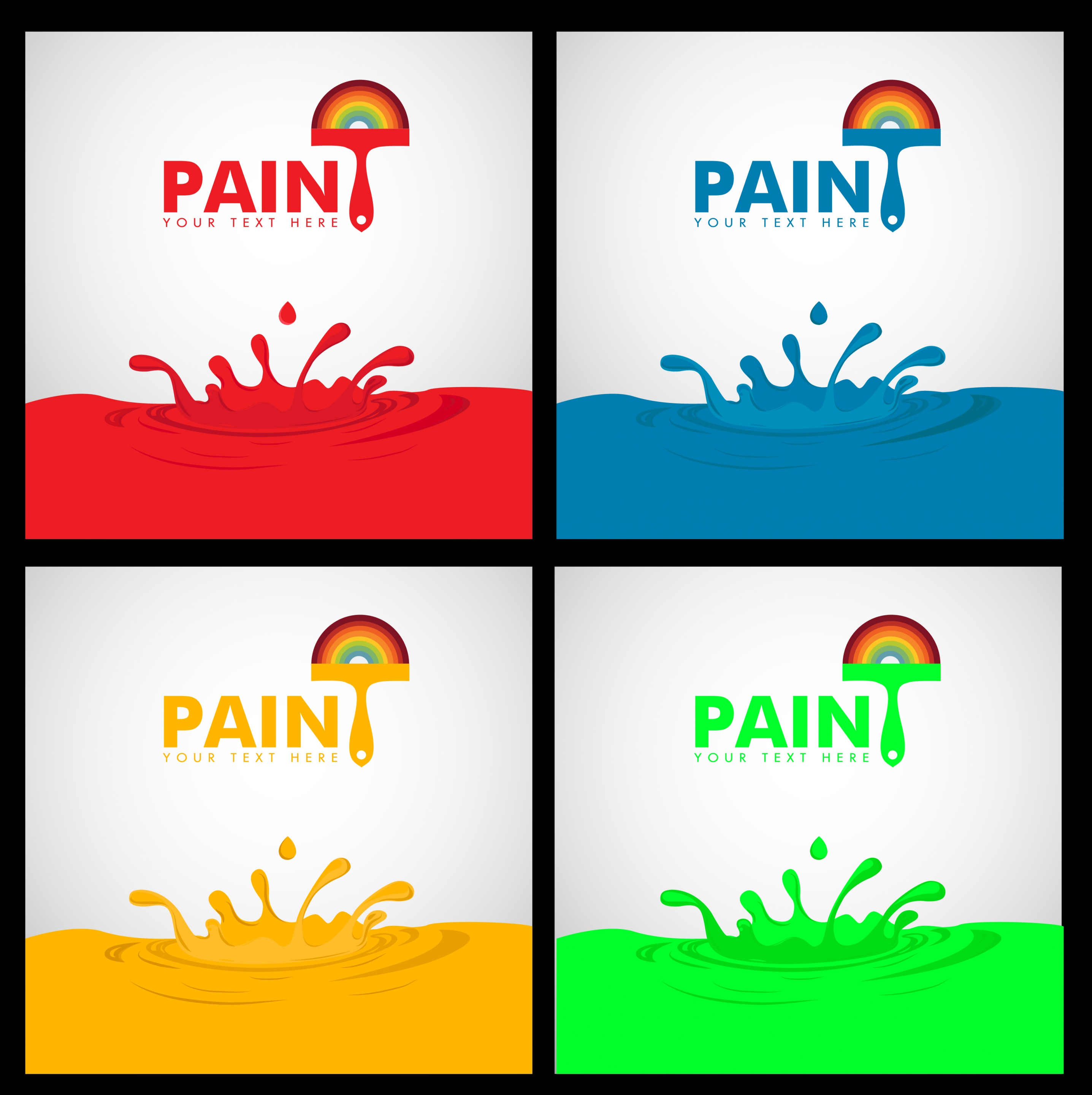 paint advertising sets splashing colored droplets decoration