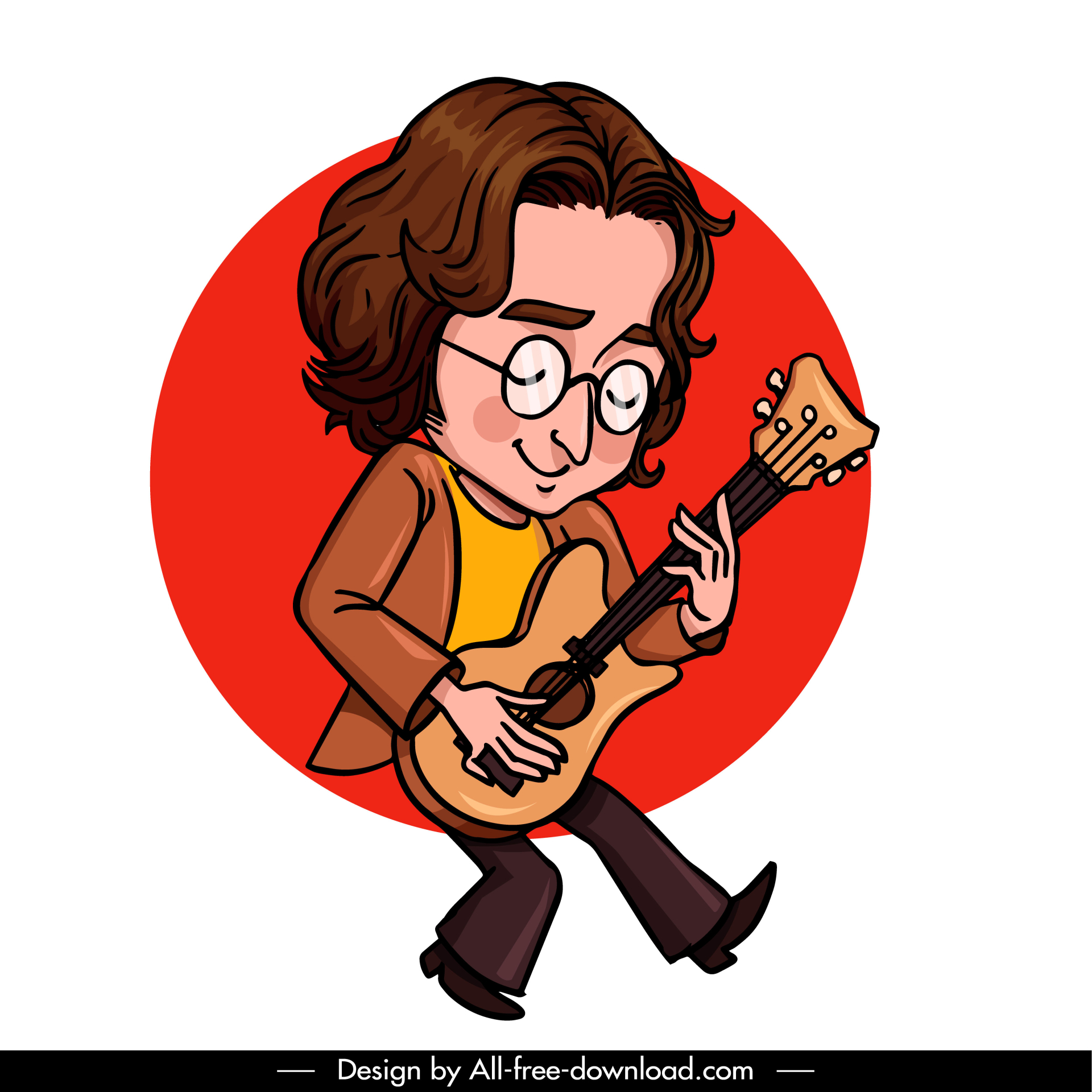 john lennon icon funny cartoon character sketch handdrawn design 