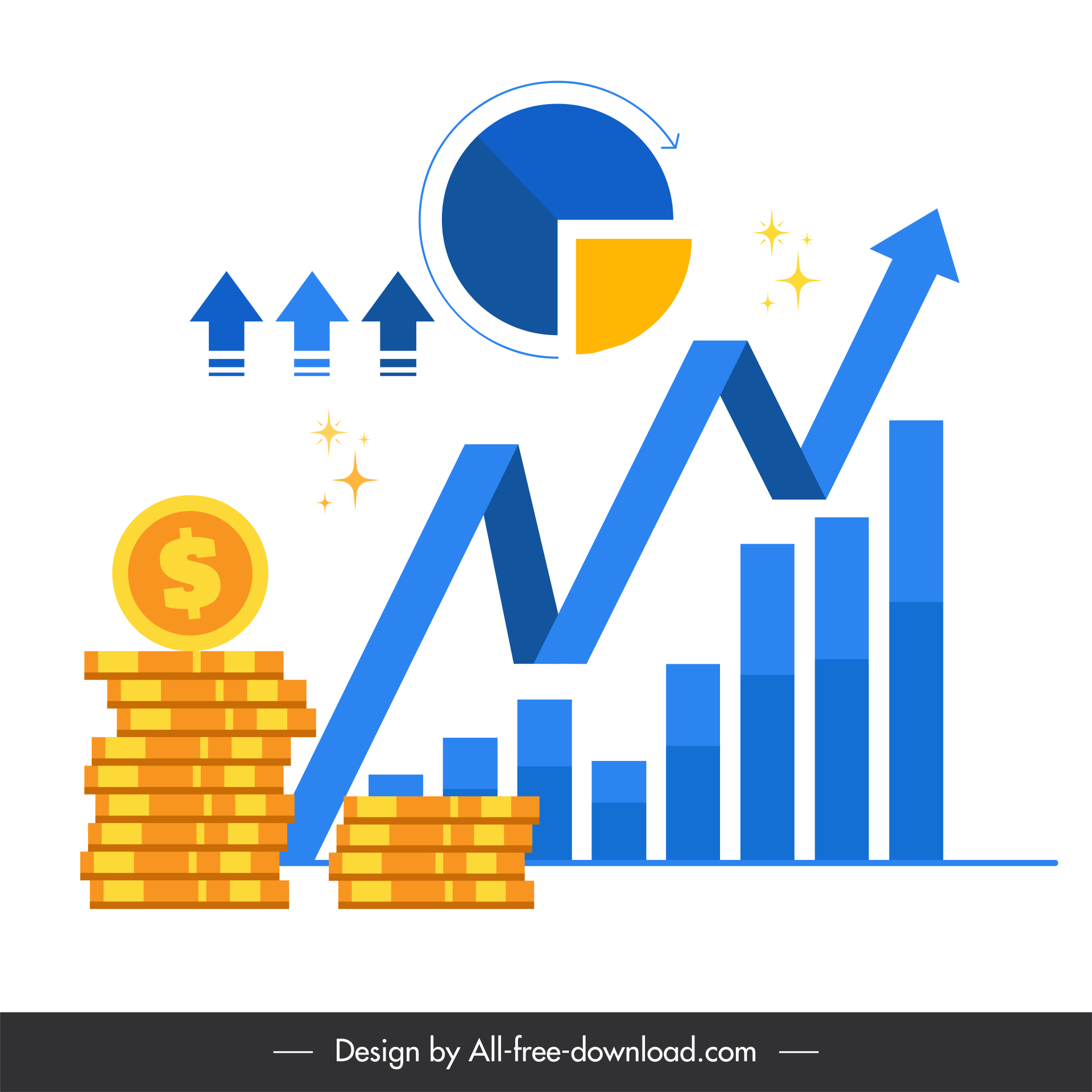 forex trading design elments coins charts sketch