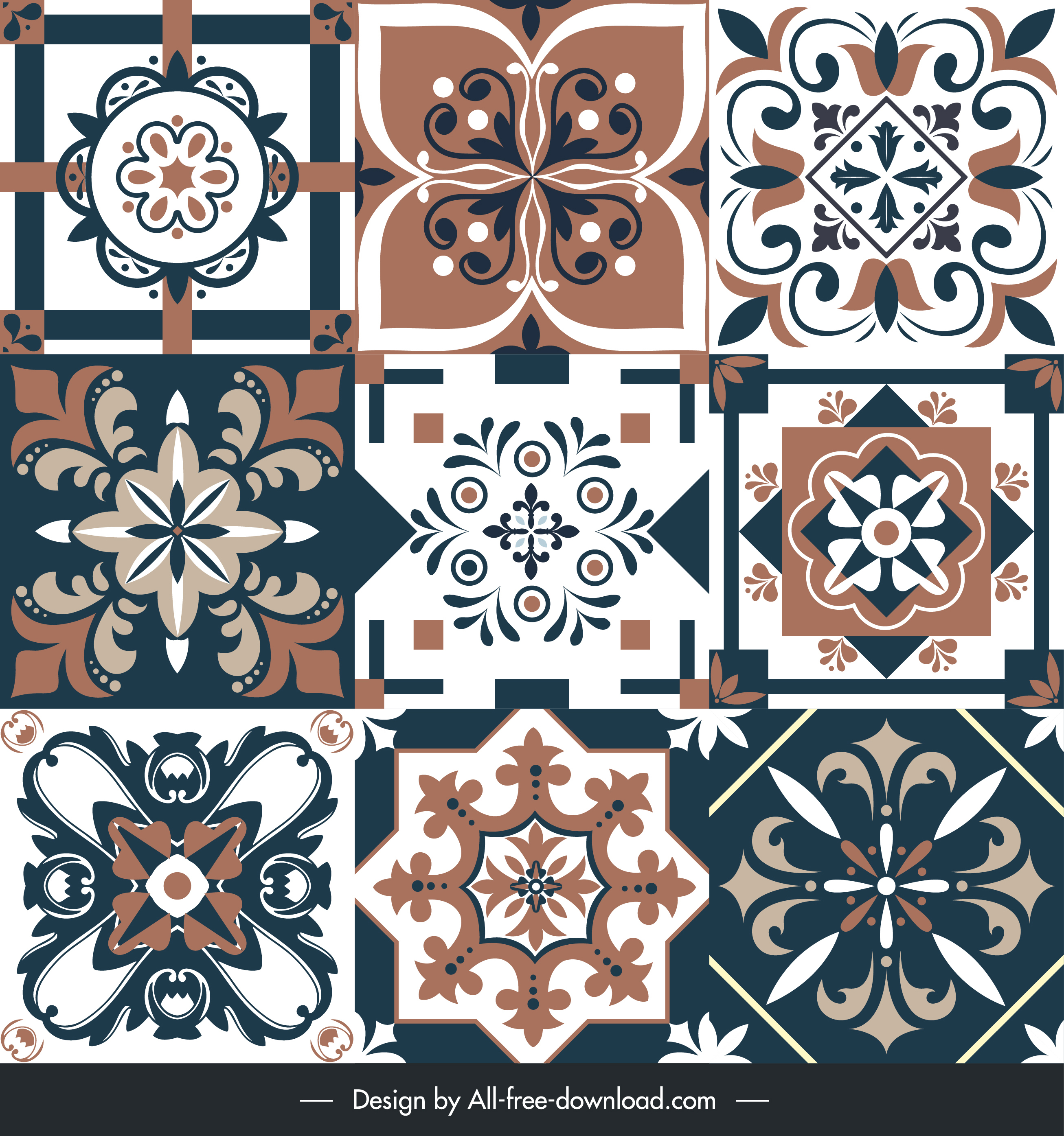 floor tile templates elegant classical symmetrical floral shapes