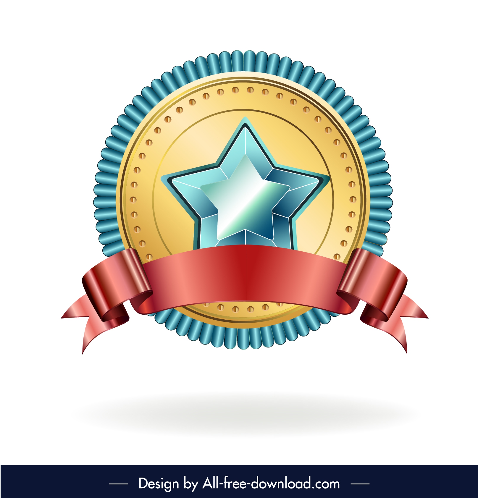 award medal template elegant circle star ribbon decor