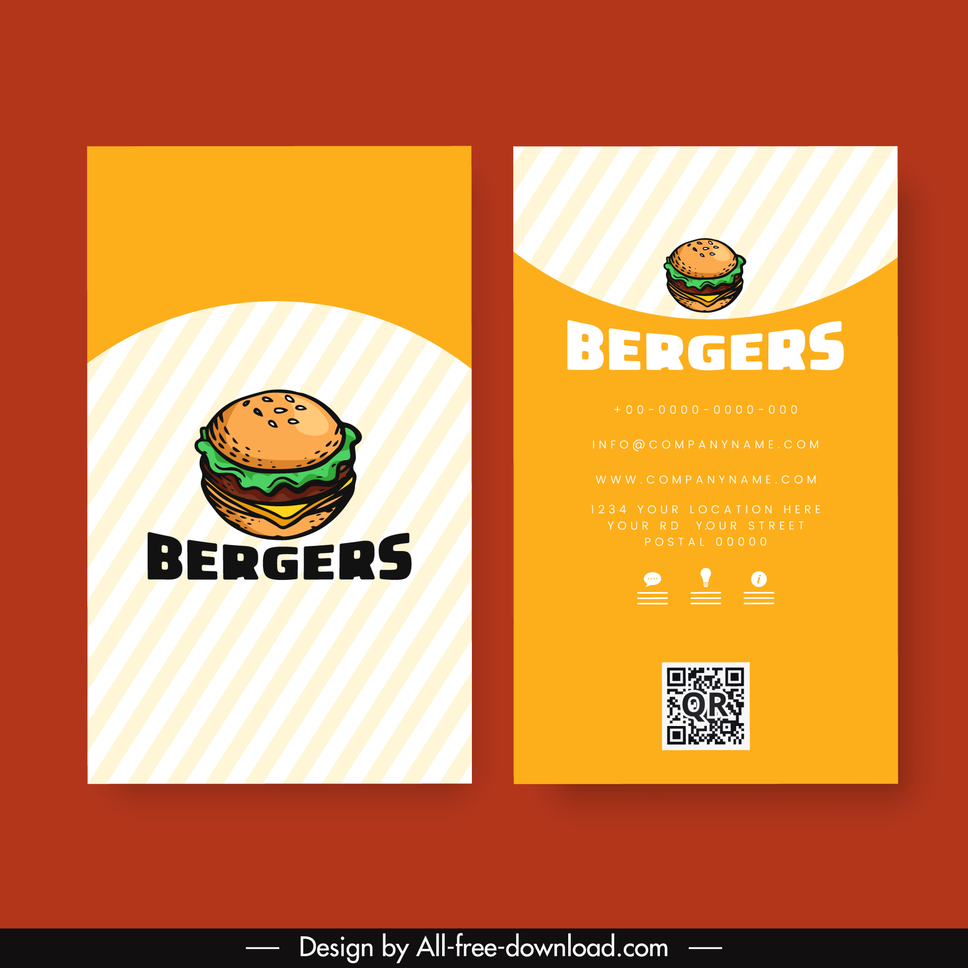 burger business card template classic handdrawn