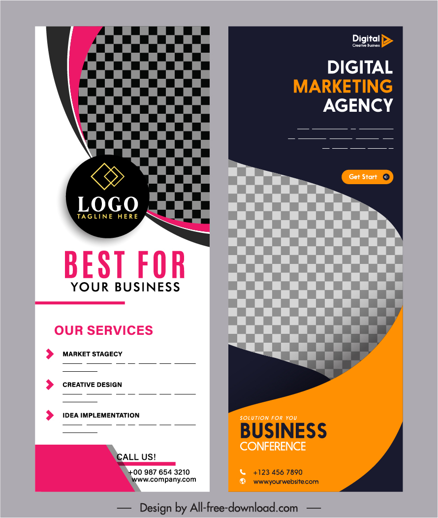 business banner templates modern elegant checkered curves decor