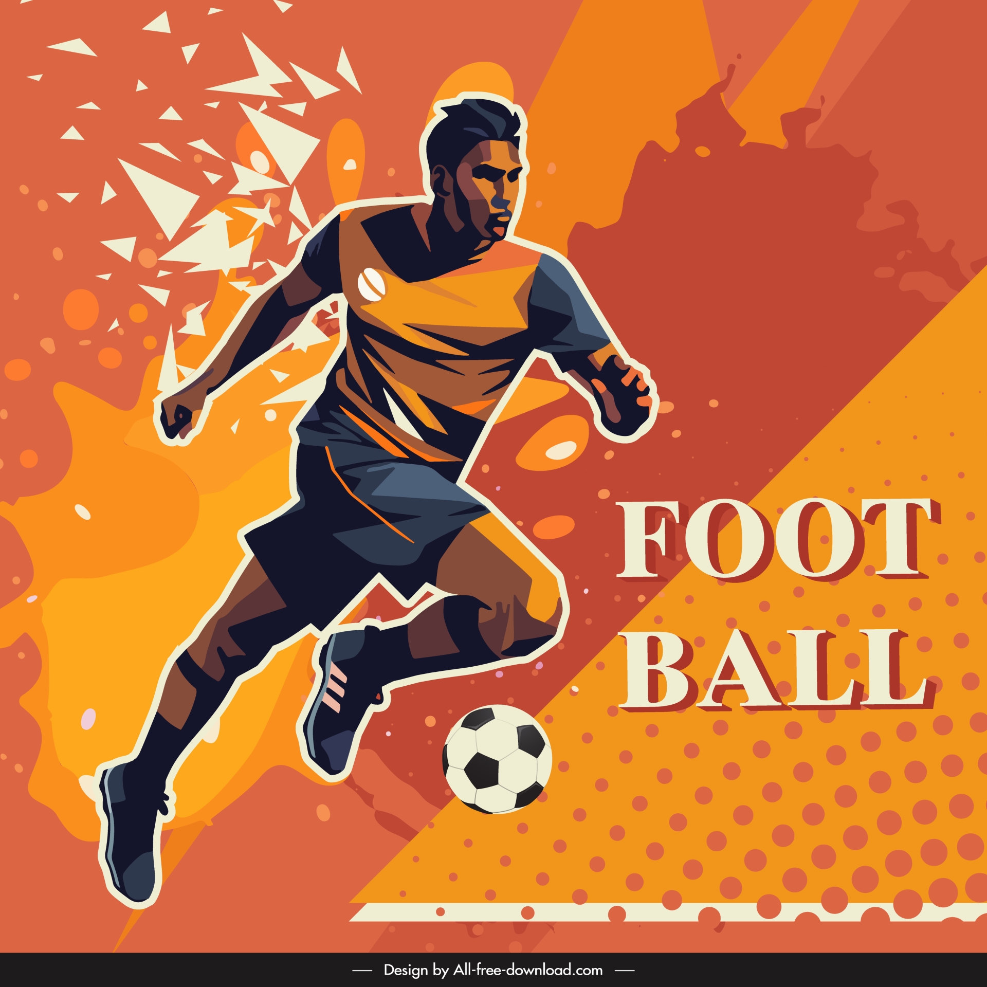   football poster template dynamic player grunge geometry