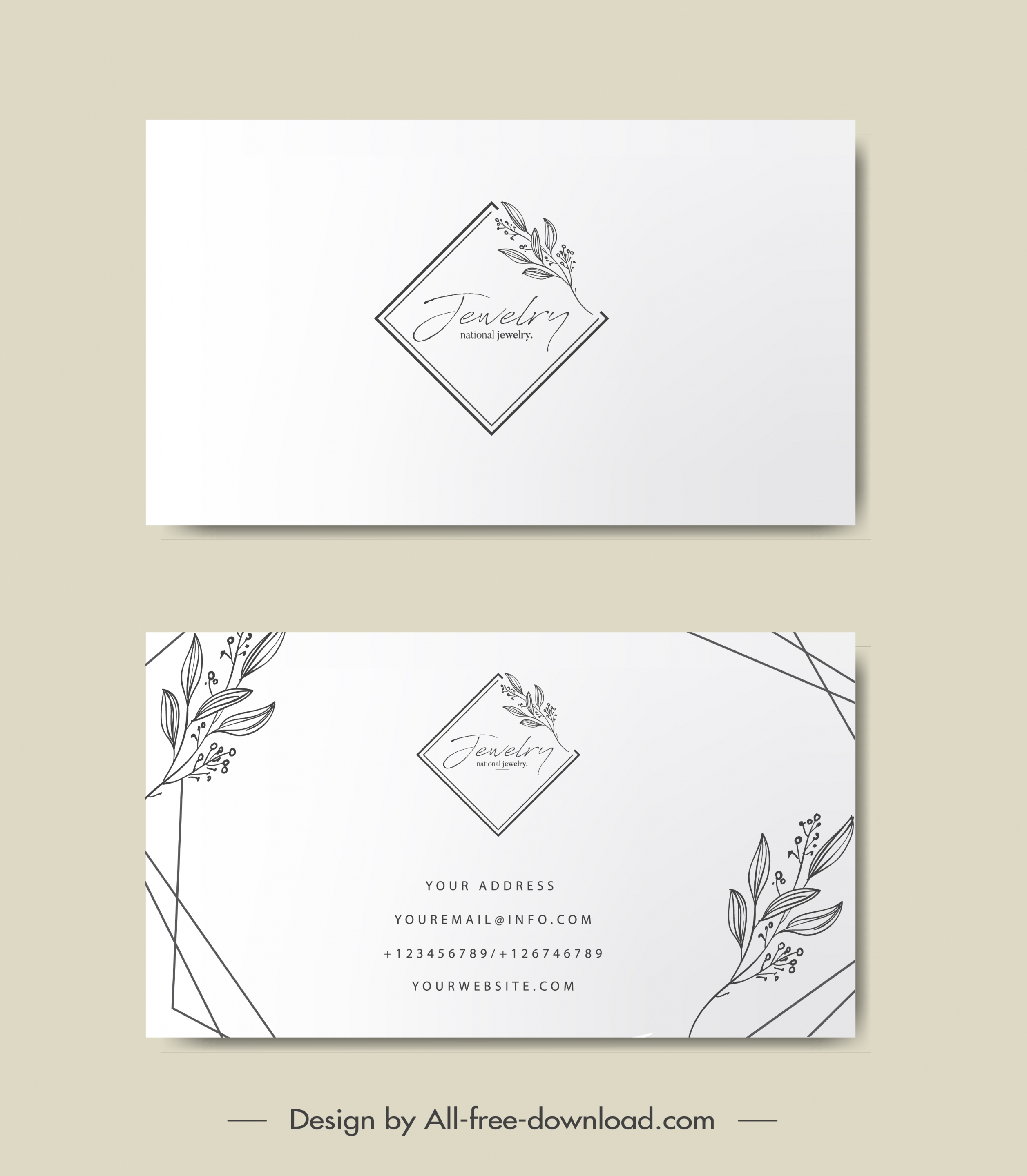 business card template elegant handdrawn floral geometry