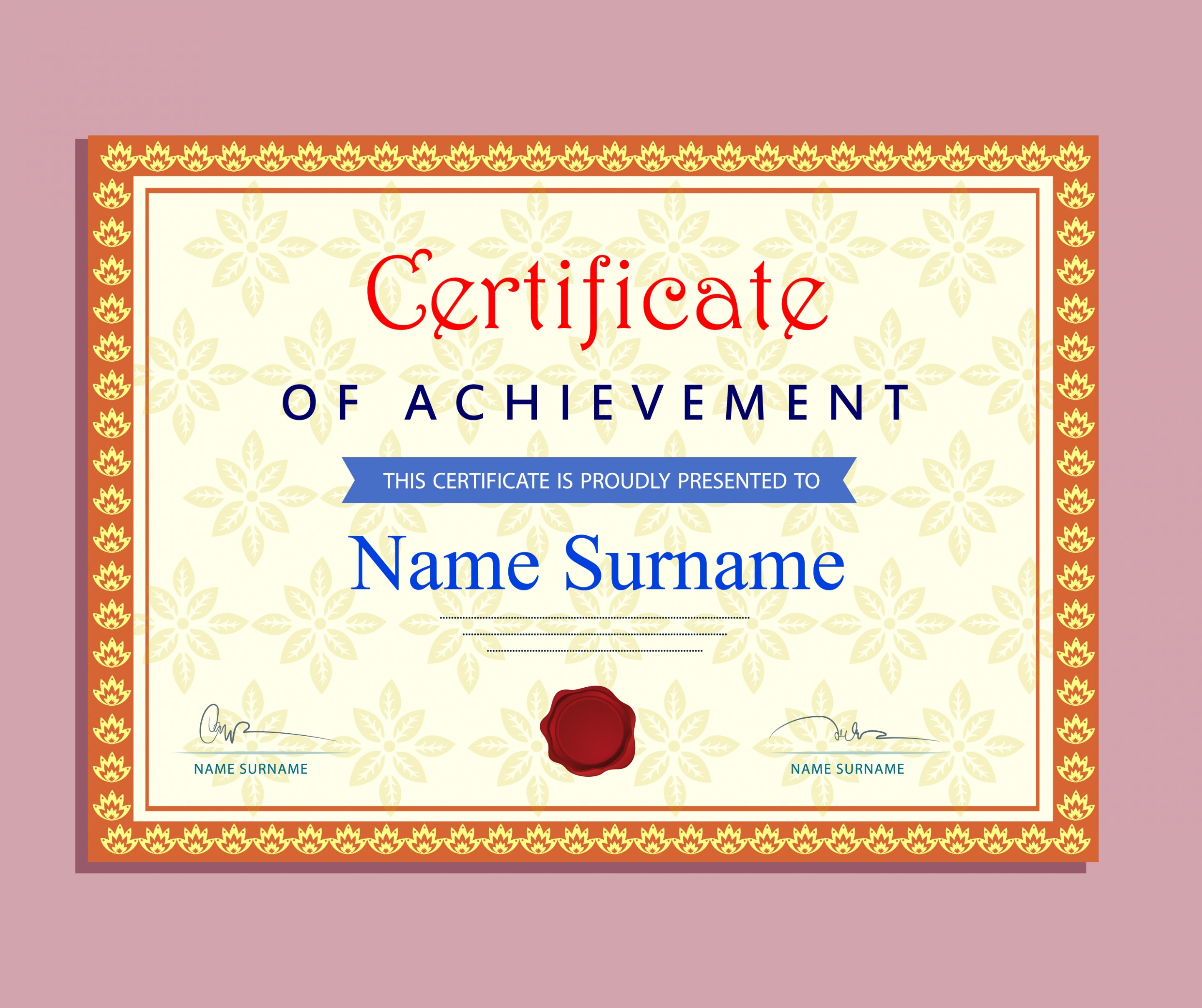 achievement certificate template classical style design