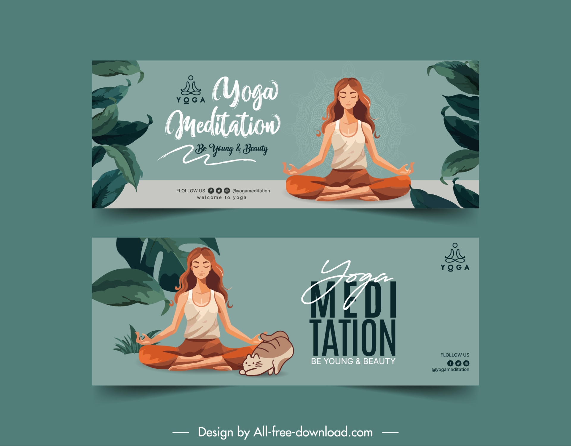 yoga banner template cartoon classic 