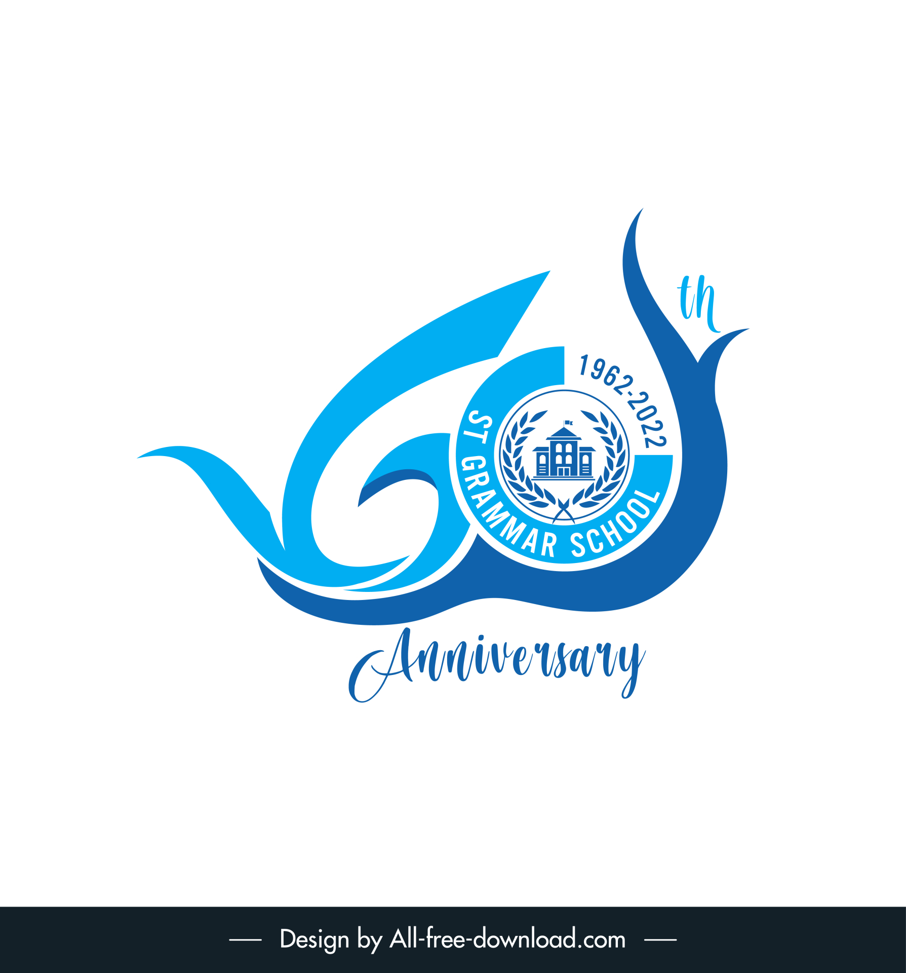 logo 60 th anniversary st grammar school template elegant modern stylized texts curves circle decor