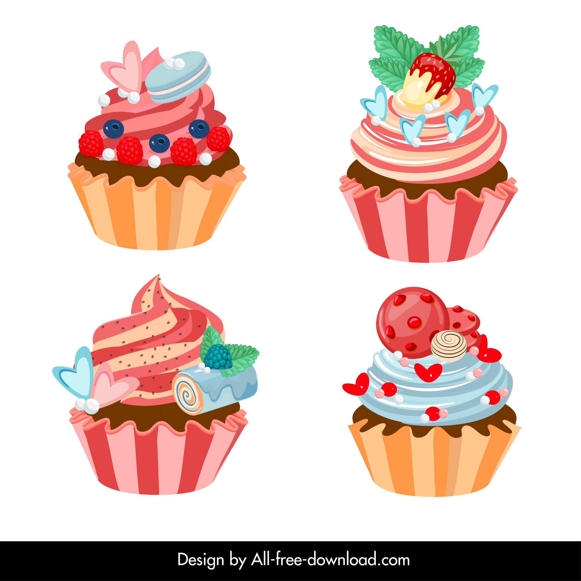 valentine cake icons colorful elegant decorated shapes