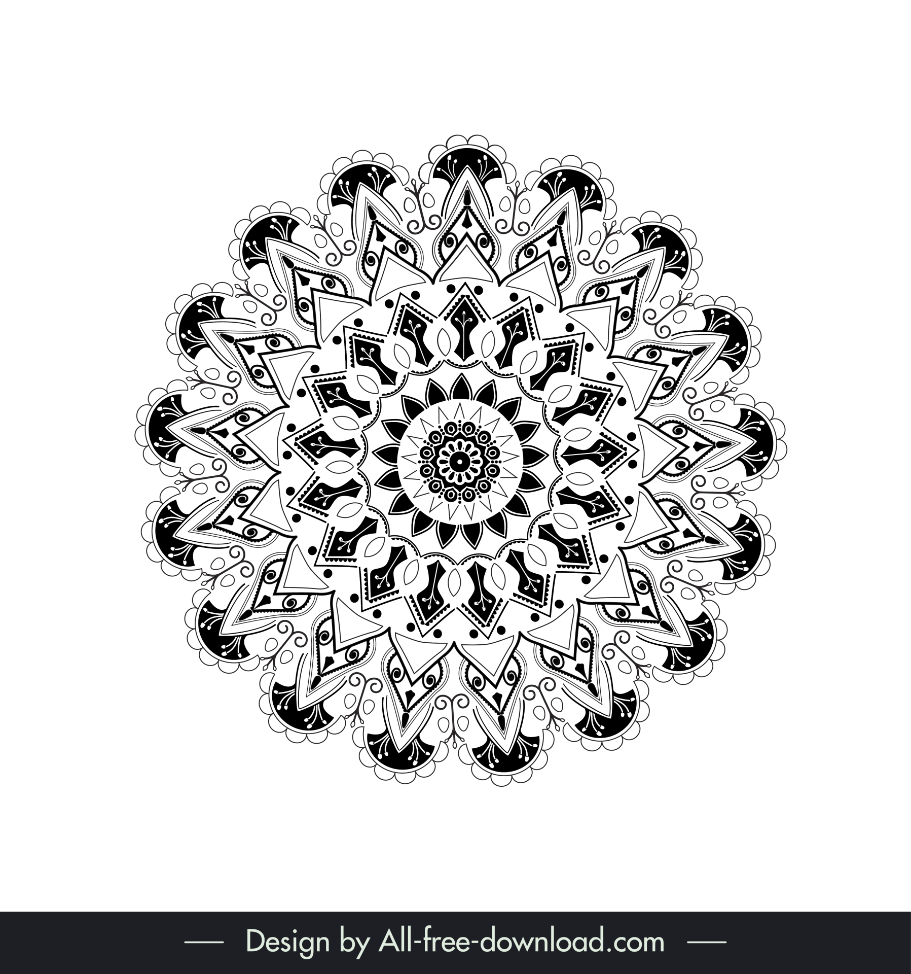 floral mandalas icon sign delusive symmetrical circle outline