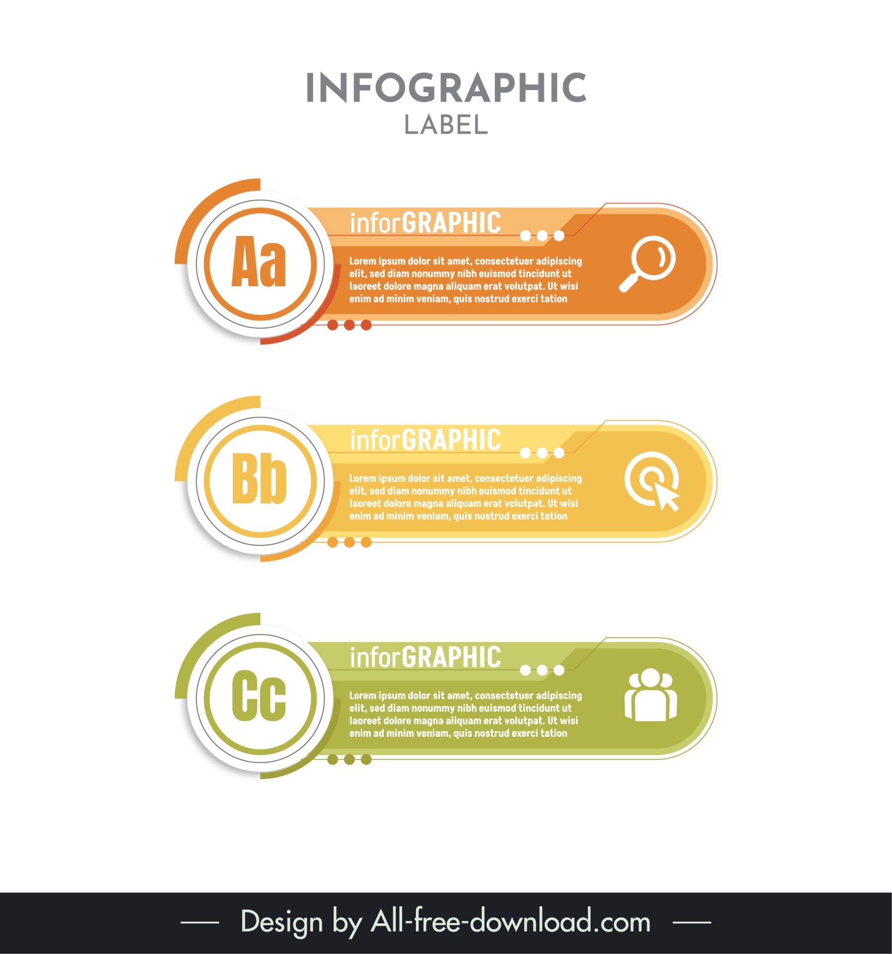 infographic label template flat horizontal bars