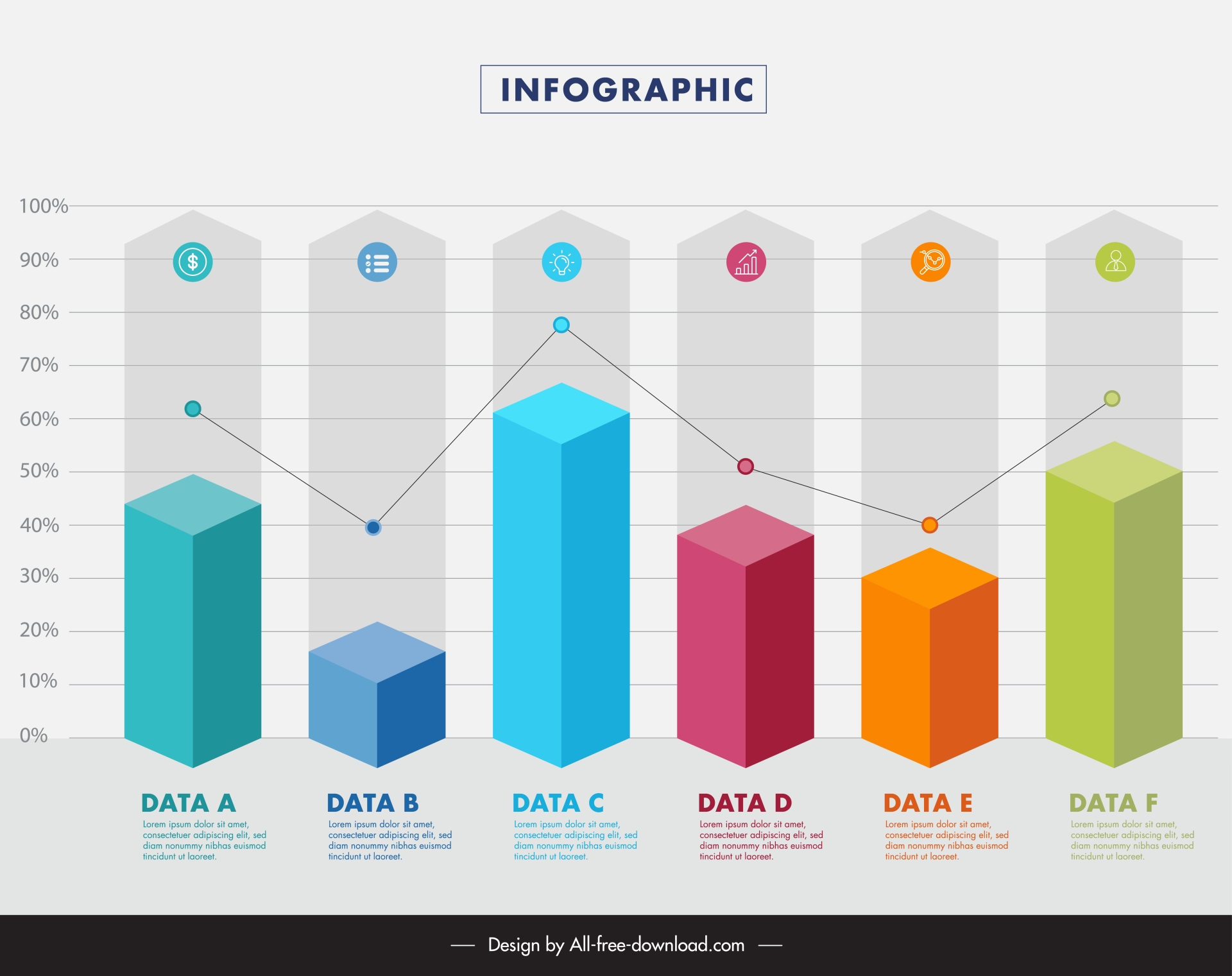 infographic graph template 3d column line chart elements