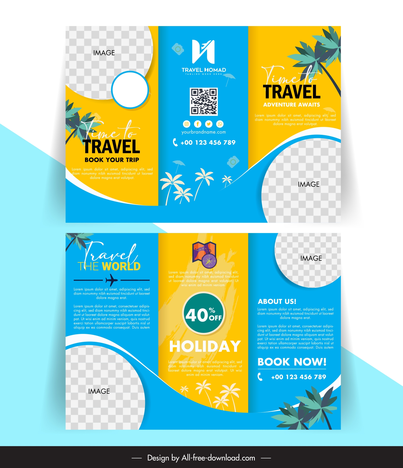 traveling brochure template flat trifold elegance