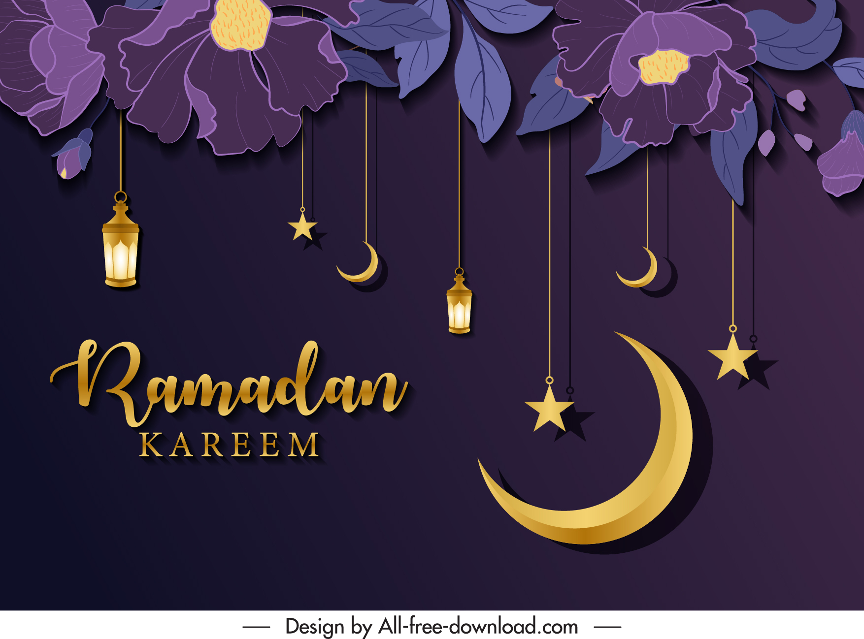 islam ramadan poster template classical floral hanging baubles decor