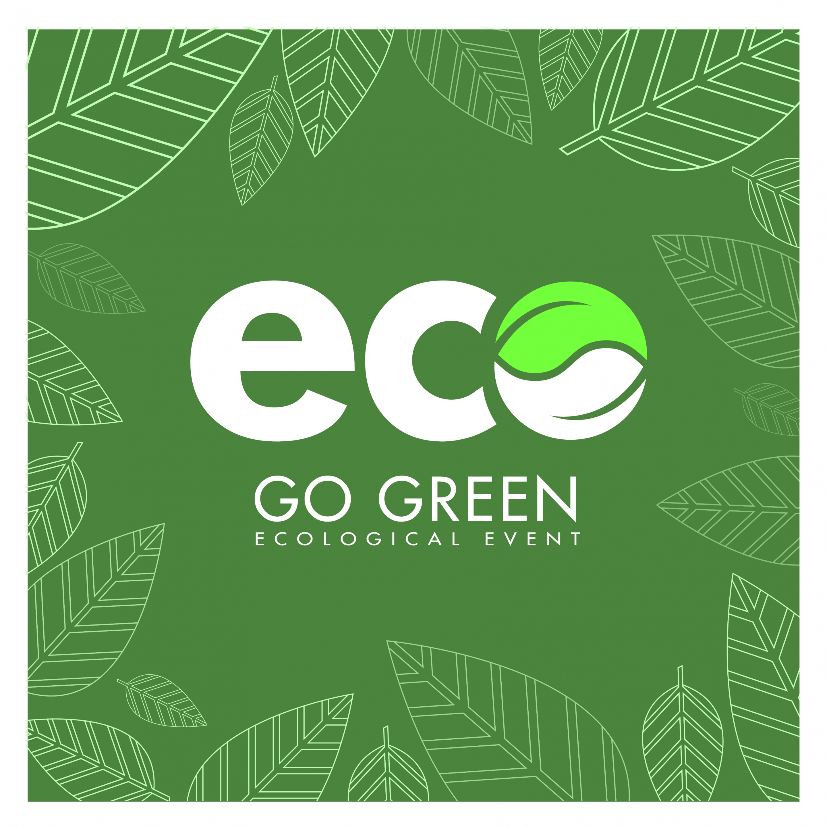 eco flyer design white text green leaves decoration