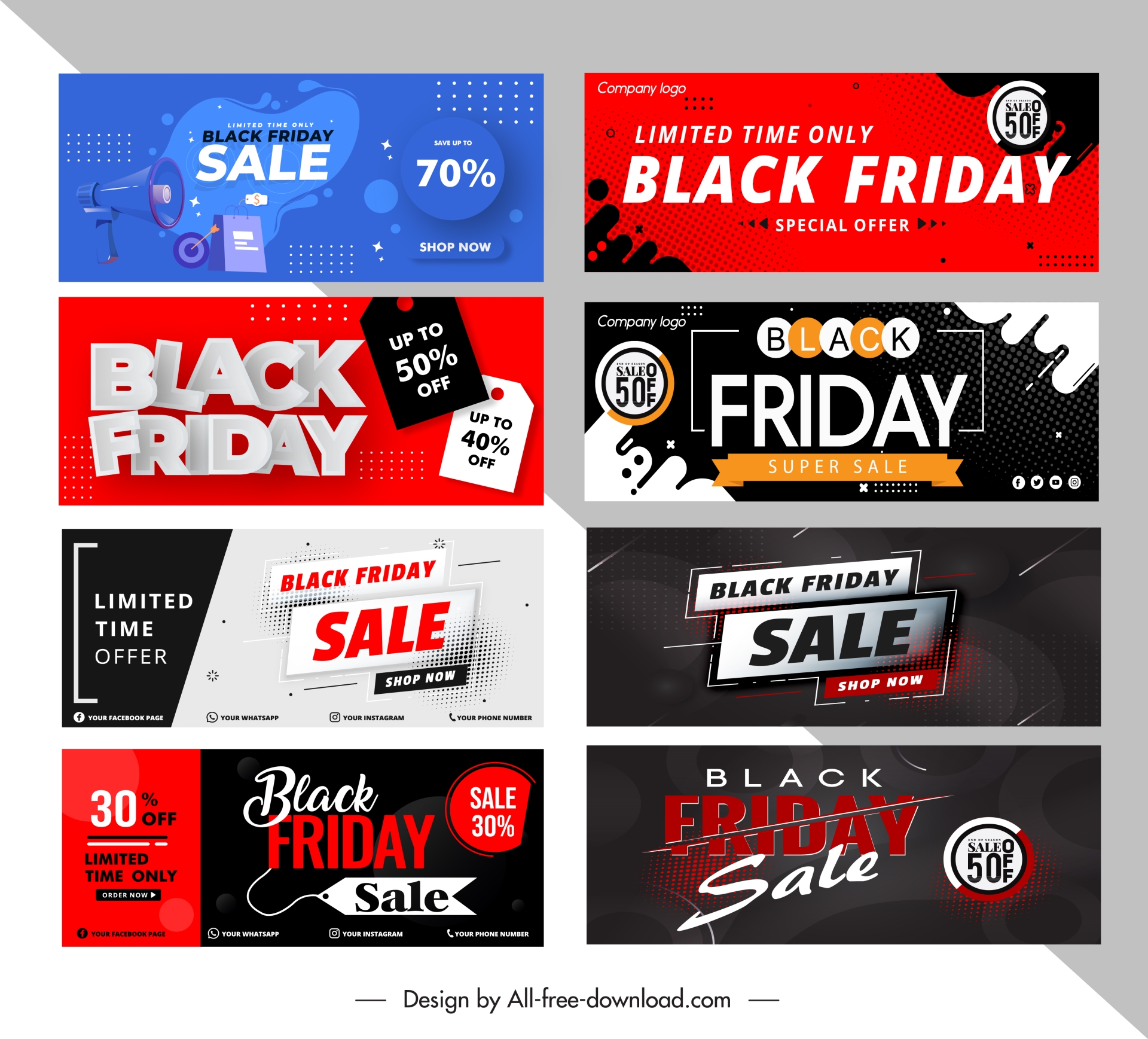 black friday discount banners templates collection elegant design 