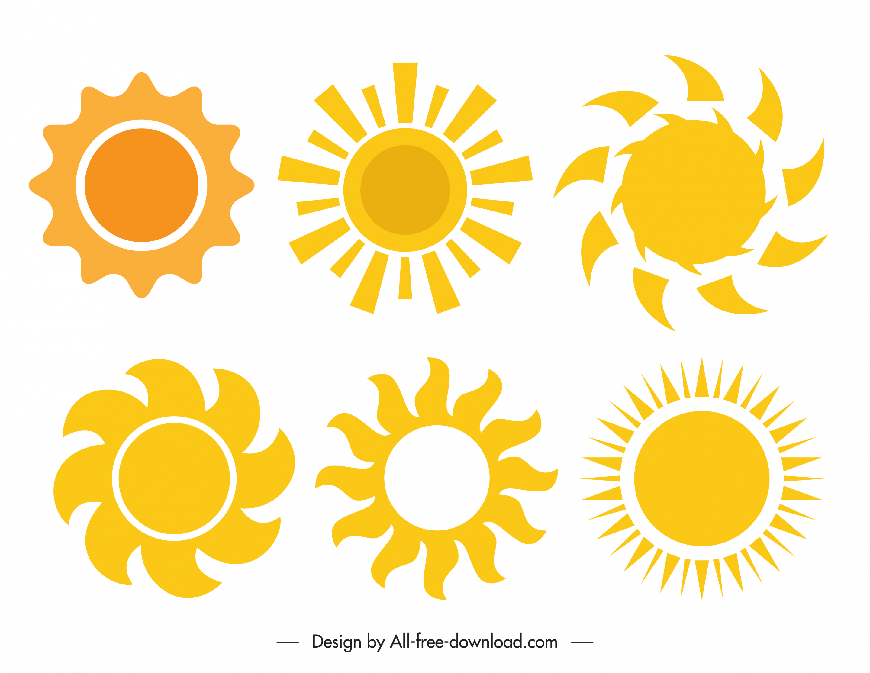 weather elements sun shapes sketch yellow flat shapes