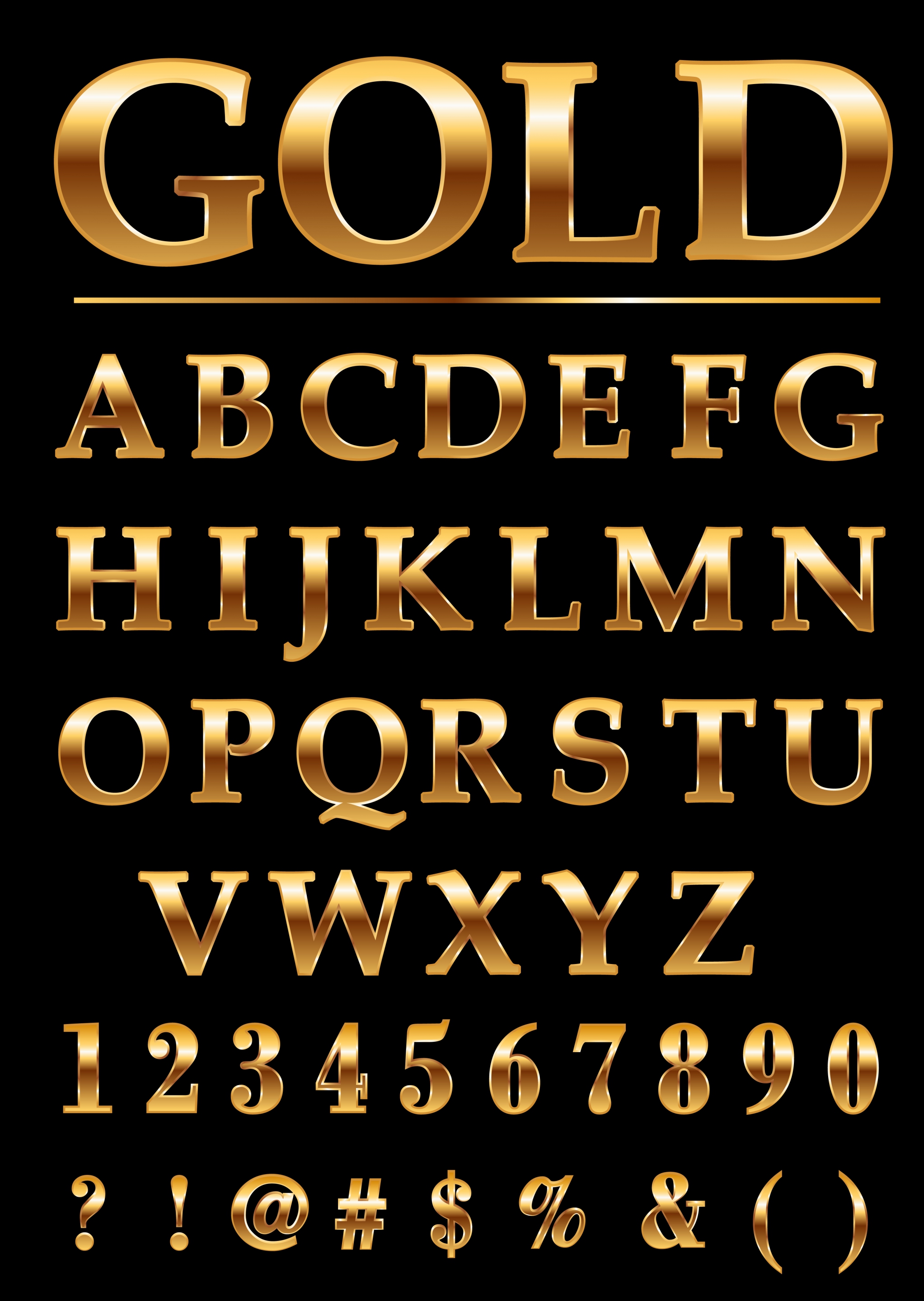 alphabet background shiny golden capital texts decor