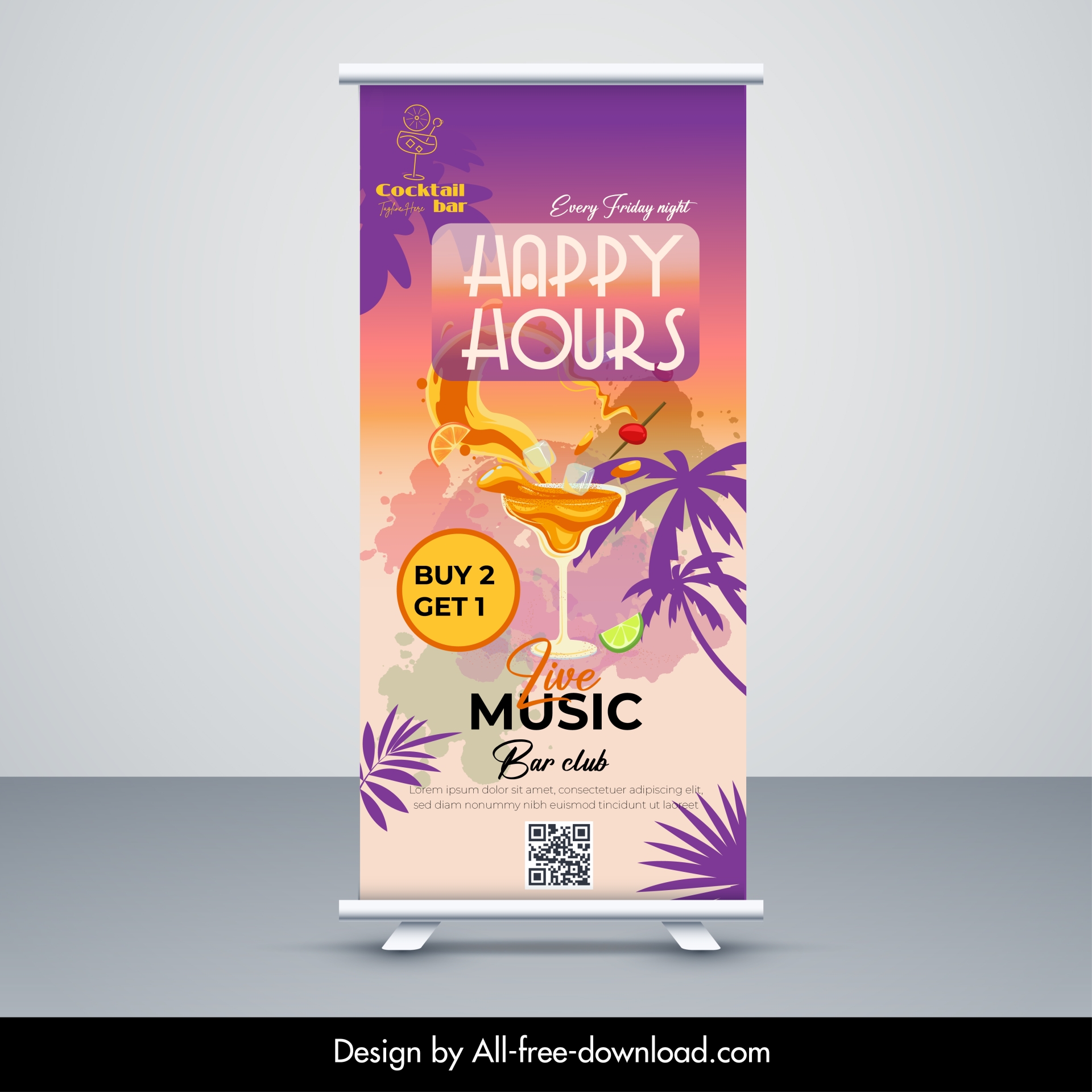 cocktail bar banner template flat classical standee design 