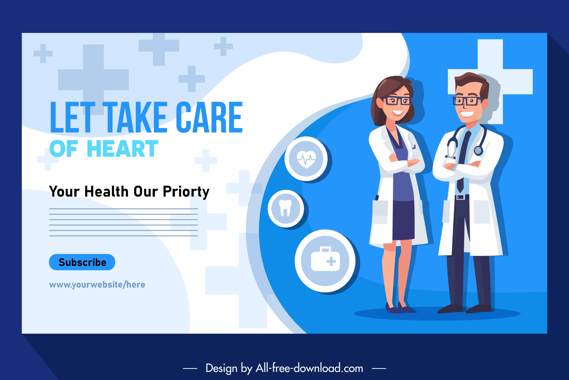 hospital banner template dynamic cartoon doctors