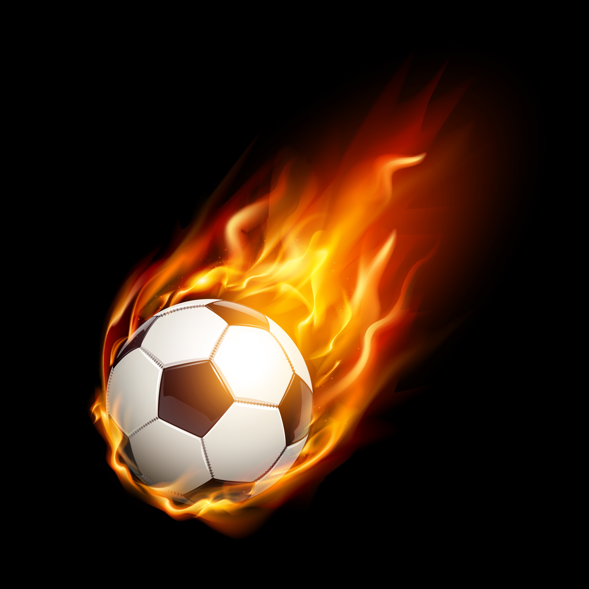 soccer background red fire ball icon realistic design